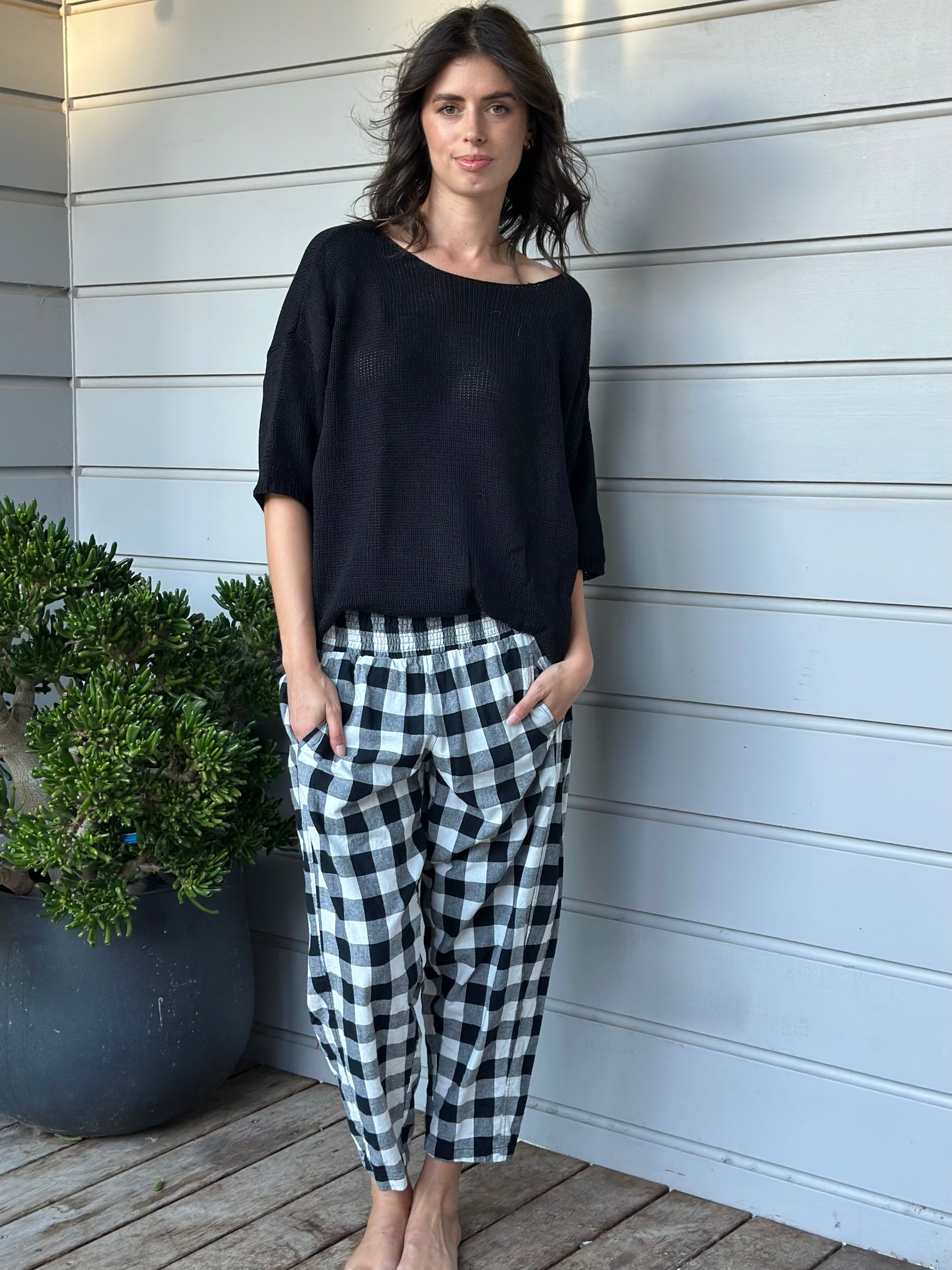 frankie pants - black check Apparel