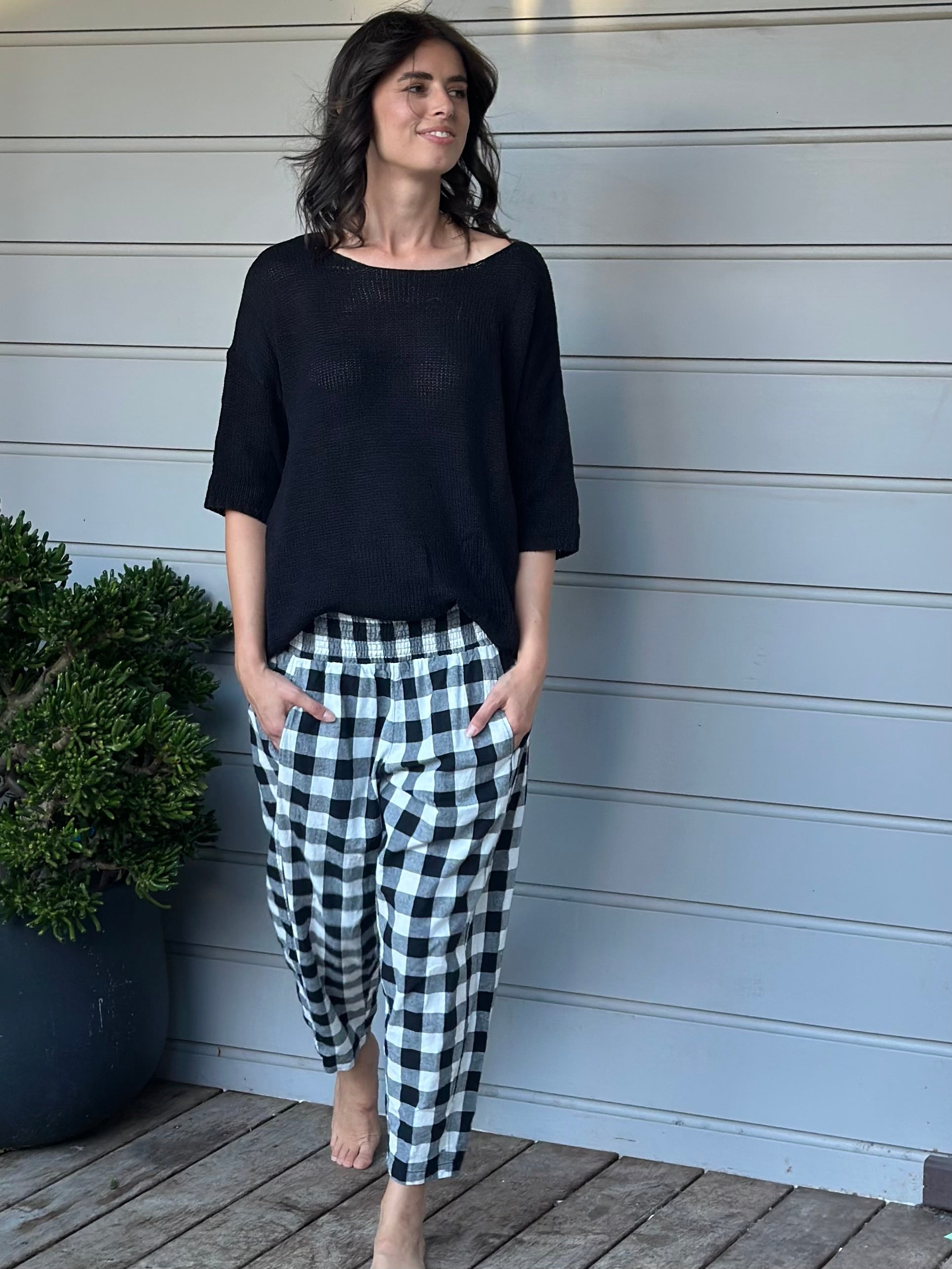 frankie pants - black check Apparel
