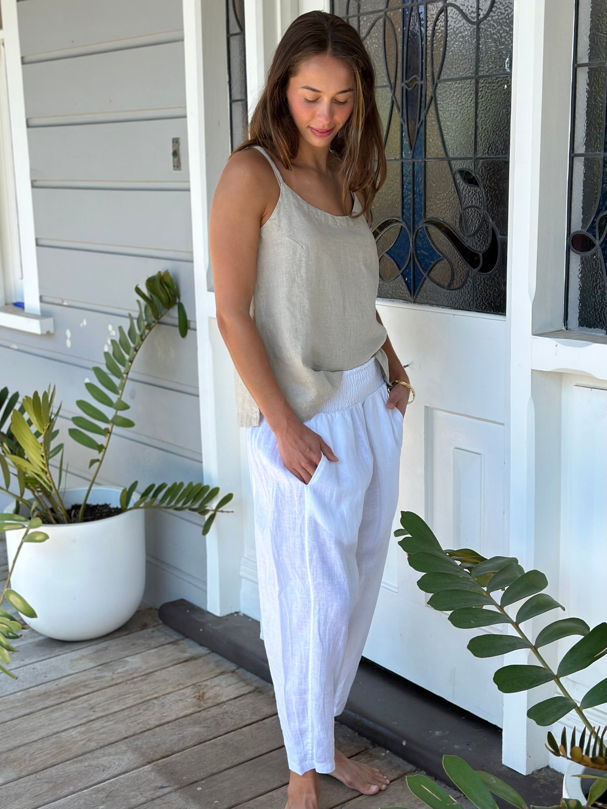 amy cami - natural linen Apparel