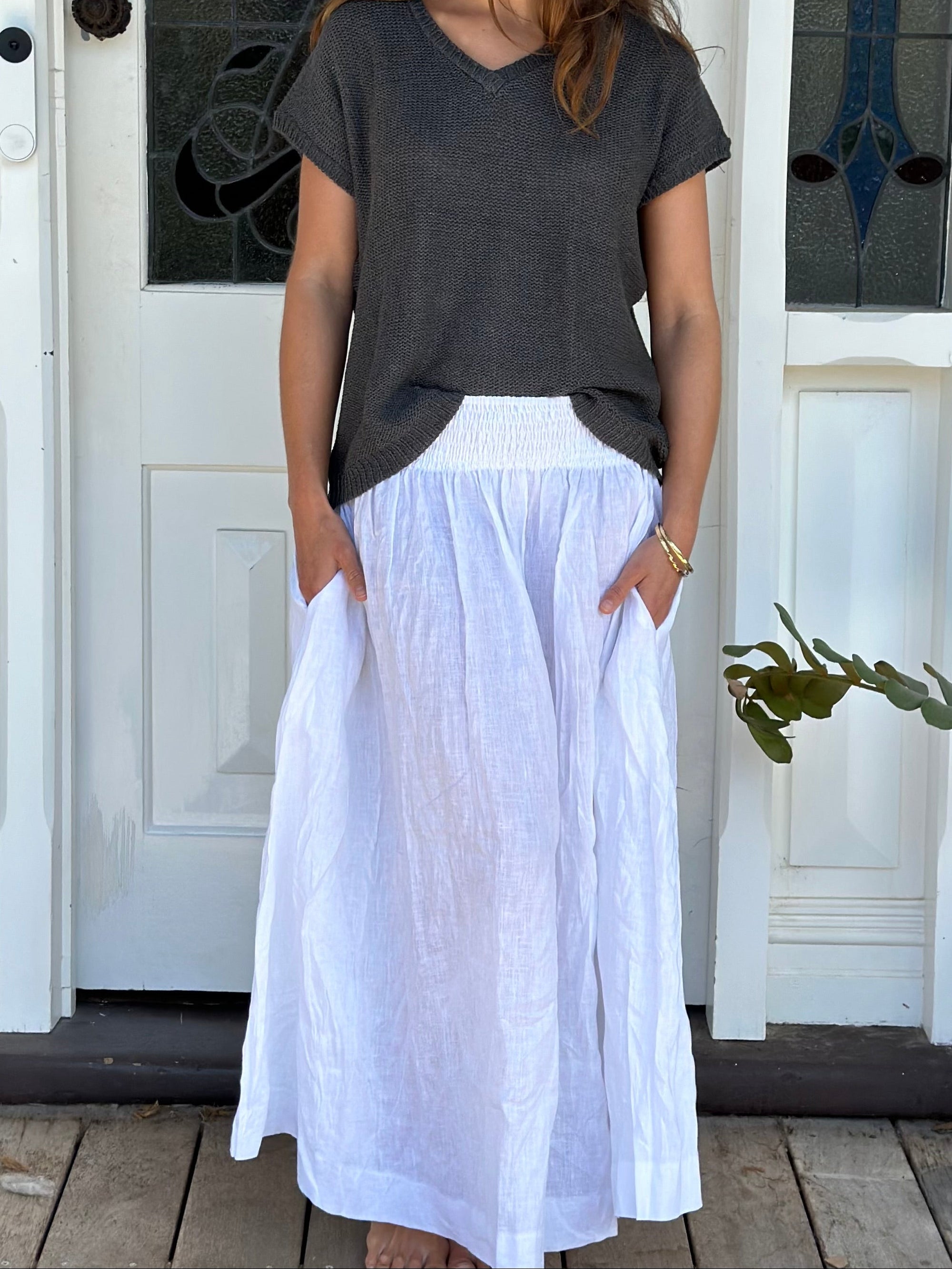 lulu skirt -white linen Apparel