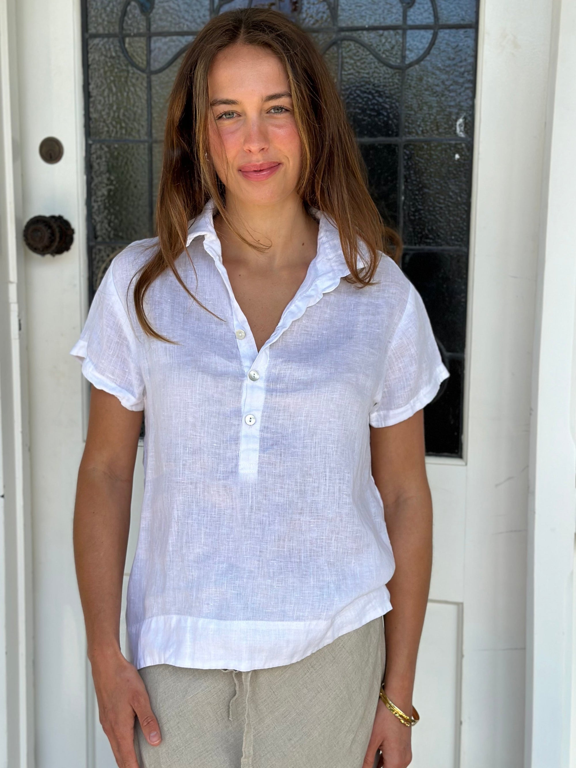 celia top -white linen Apparel