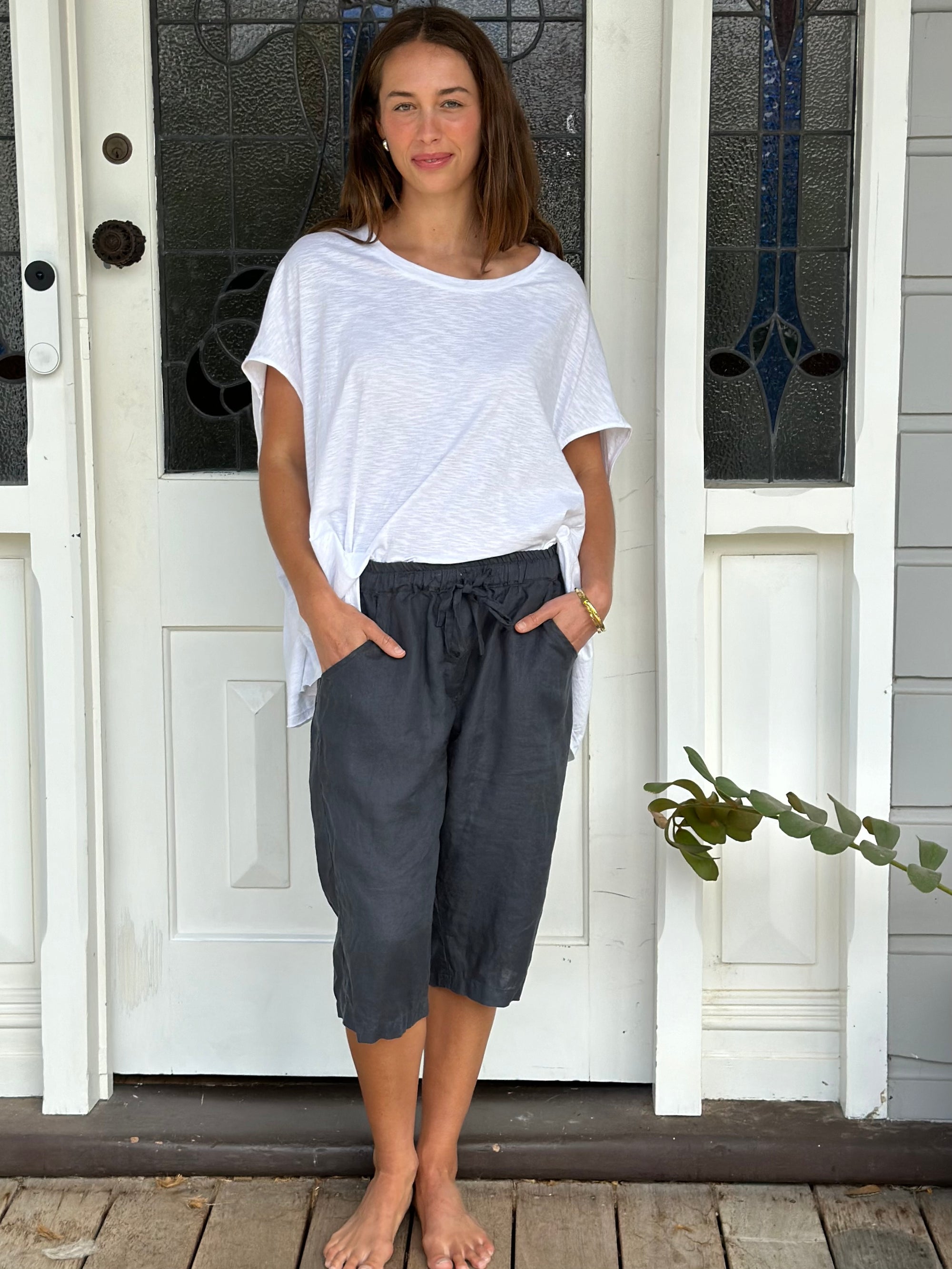 billy short-charcoal linen Apparel