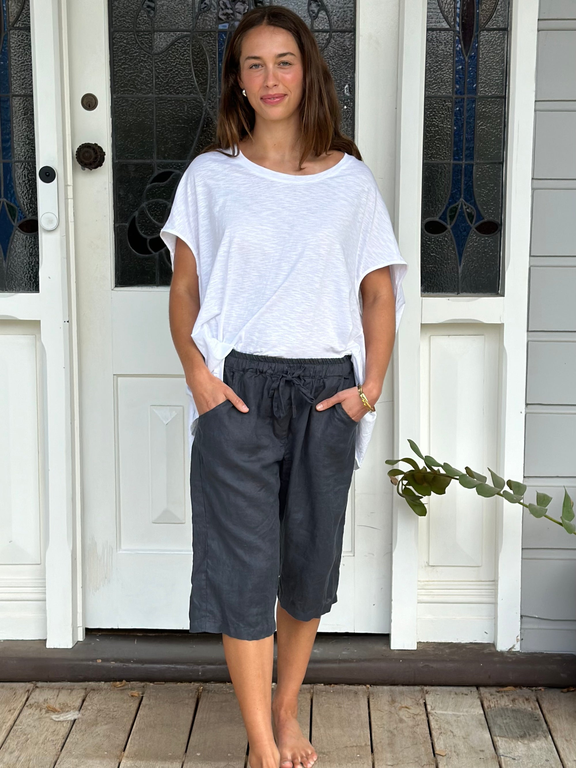 billy short-charcoal linen Apparel