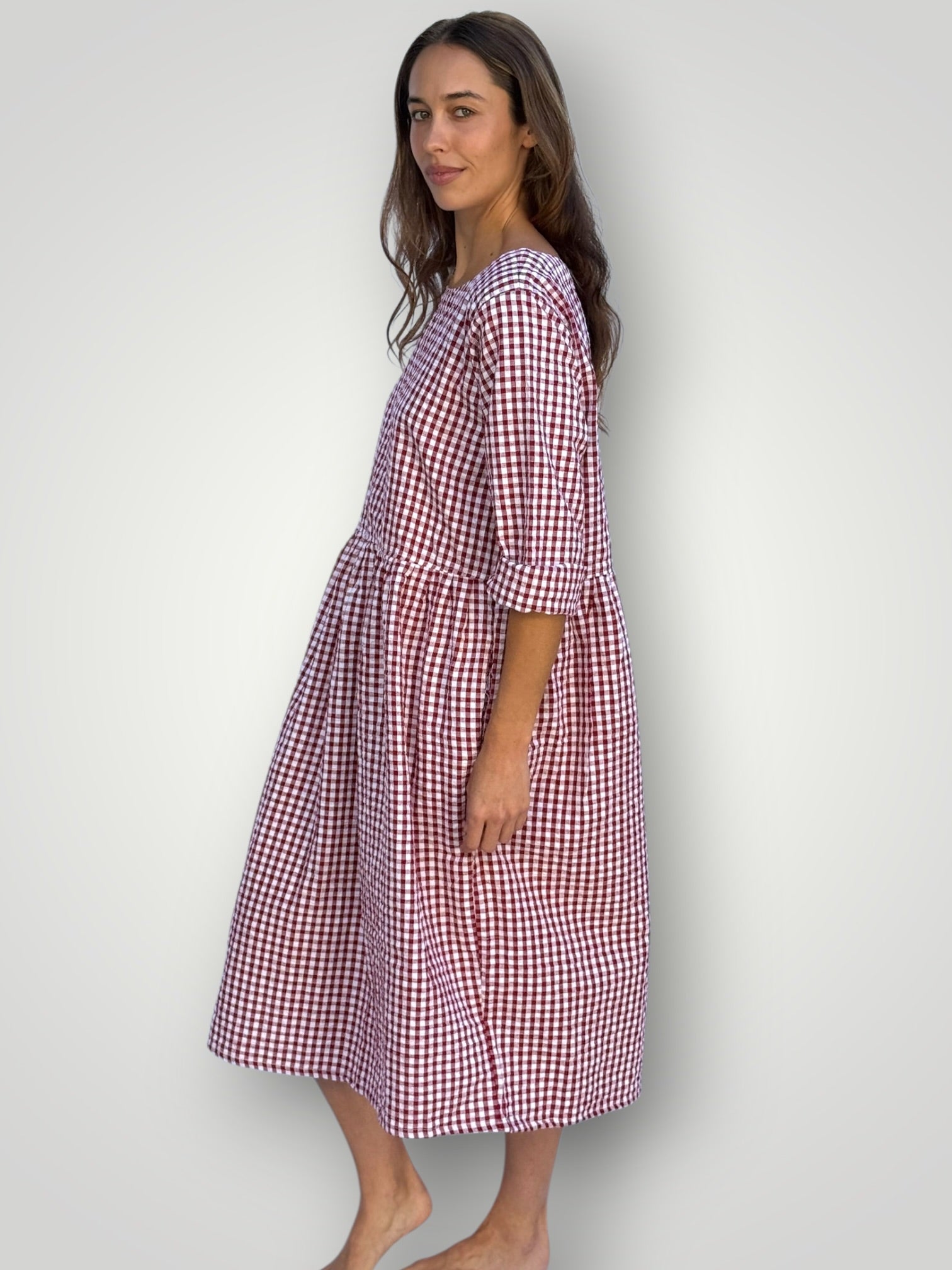 cotton on red gingham dress Women's Summer Side Dish Red Gingham Cotton Mini Shift Dress | Size: M