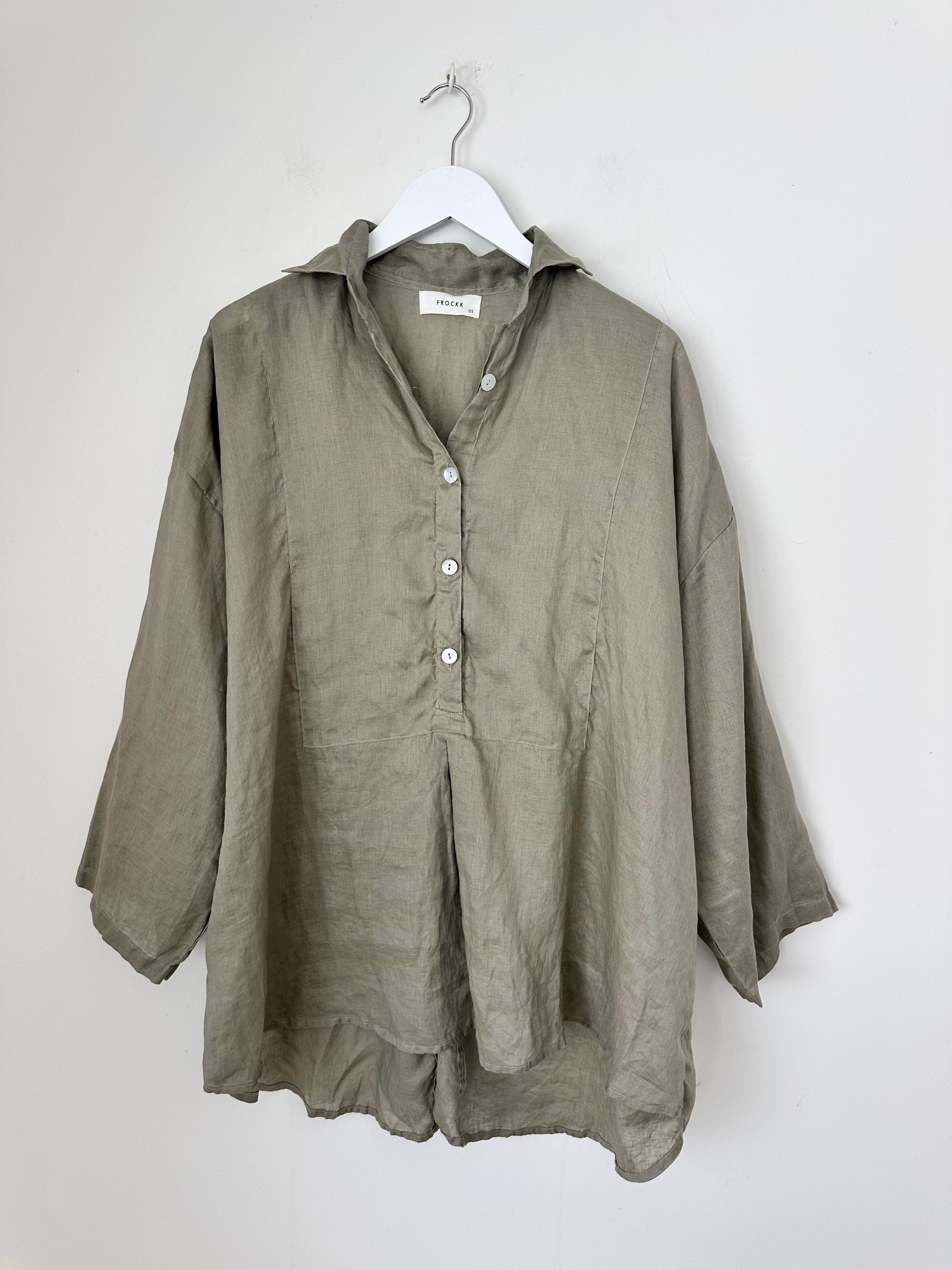 megan shirt - sage linen Apparel