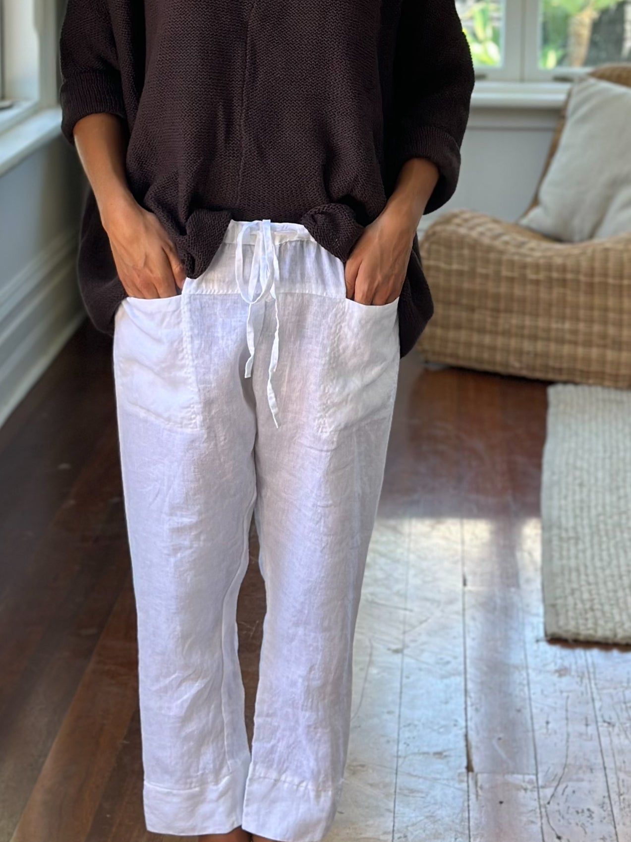 darcy pant - white linen Apparel
