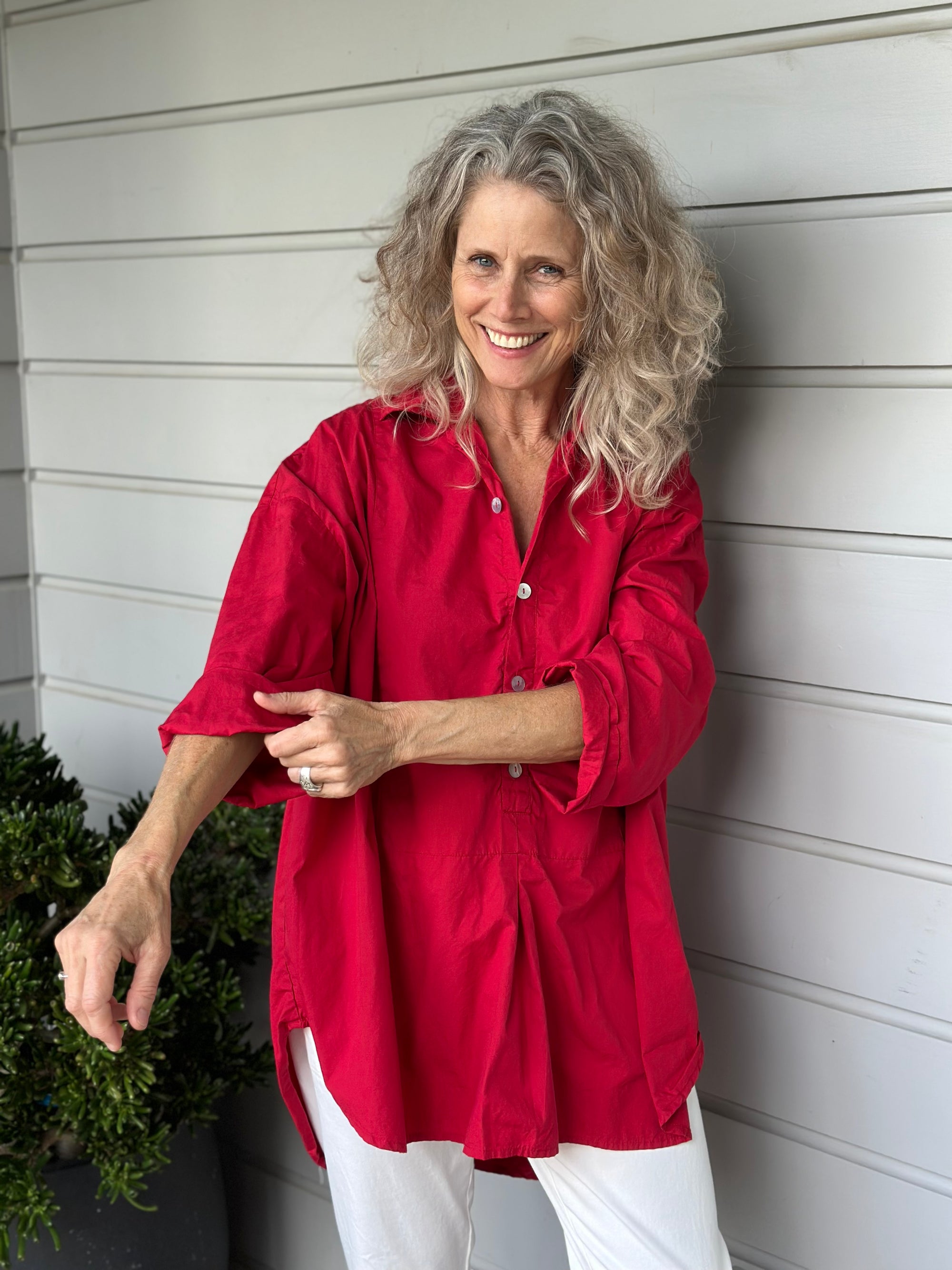 megan shirt - red cotton Apparel