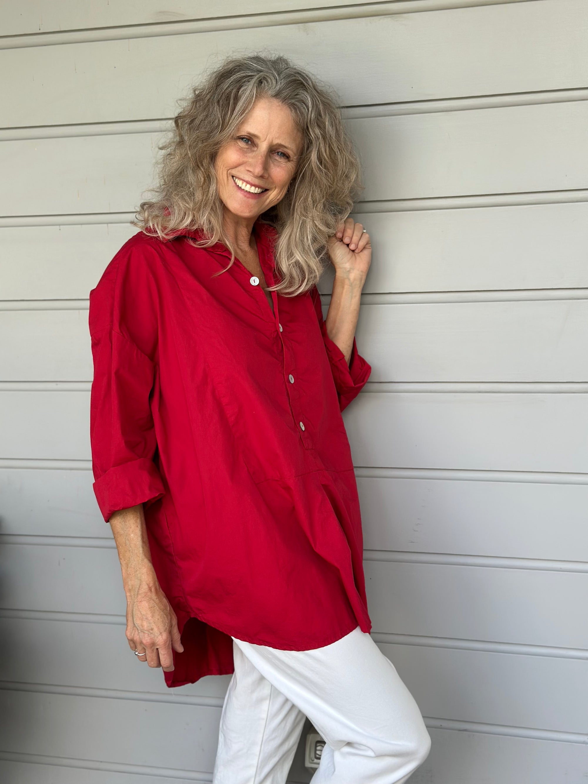 megan shirt - red cotton Apparel