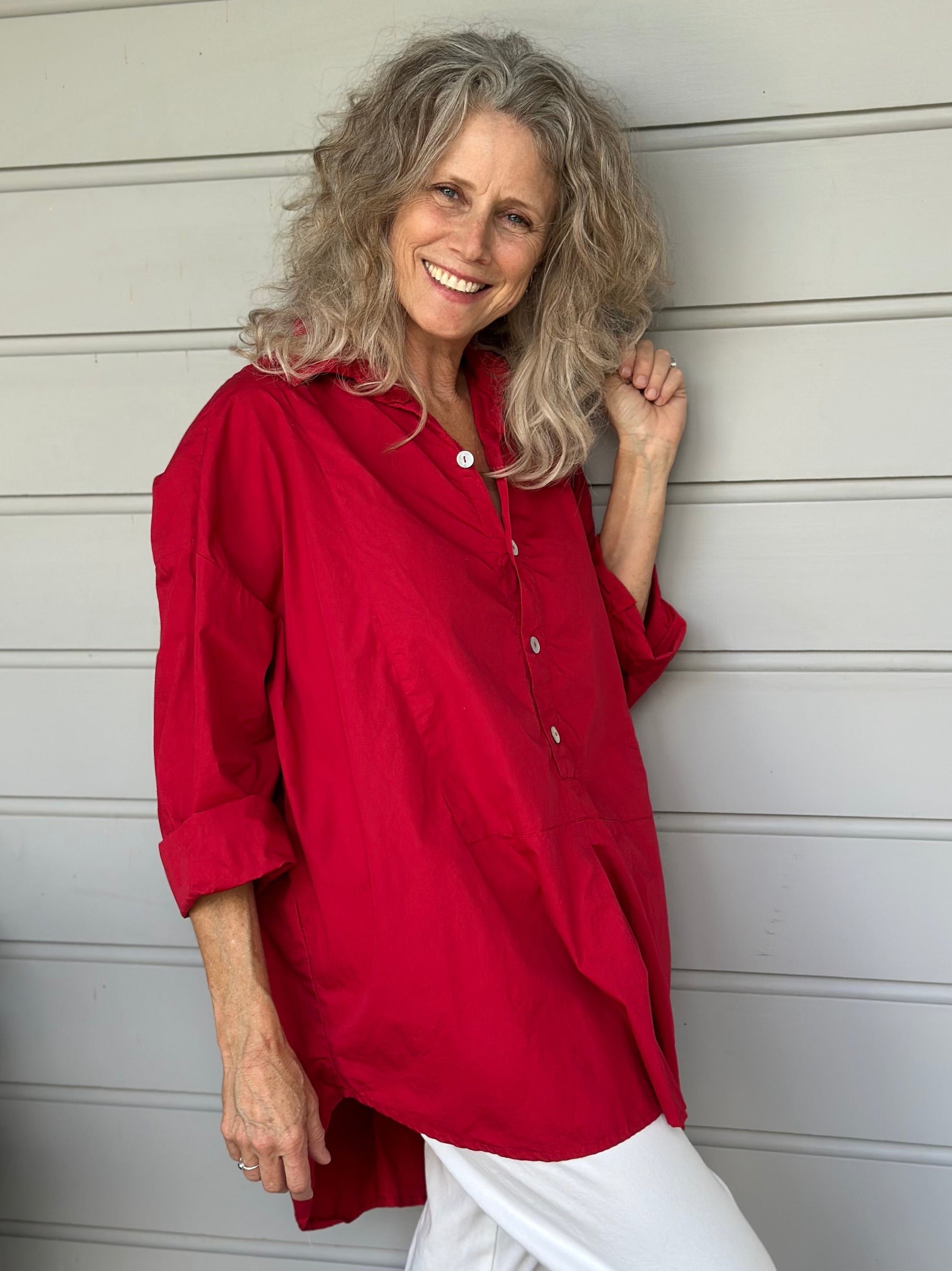 megan shirt - red cotton Apparel