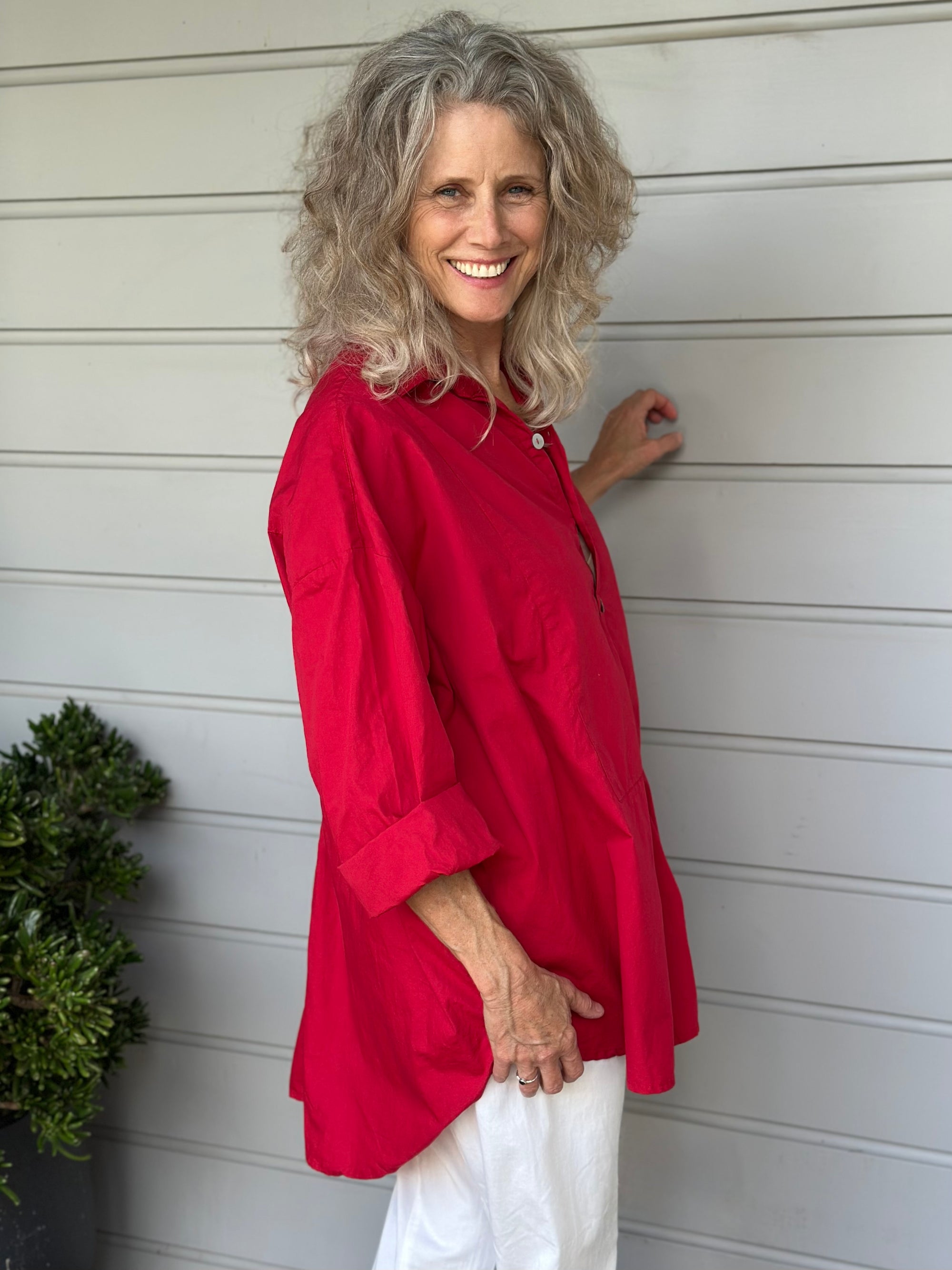 megan shirt - red cotton Apparel