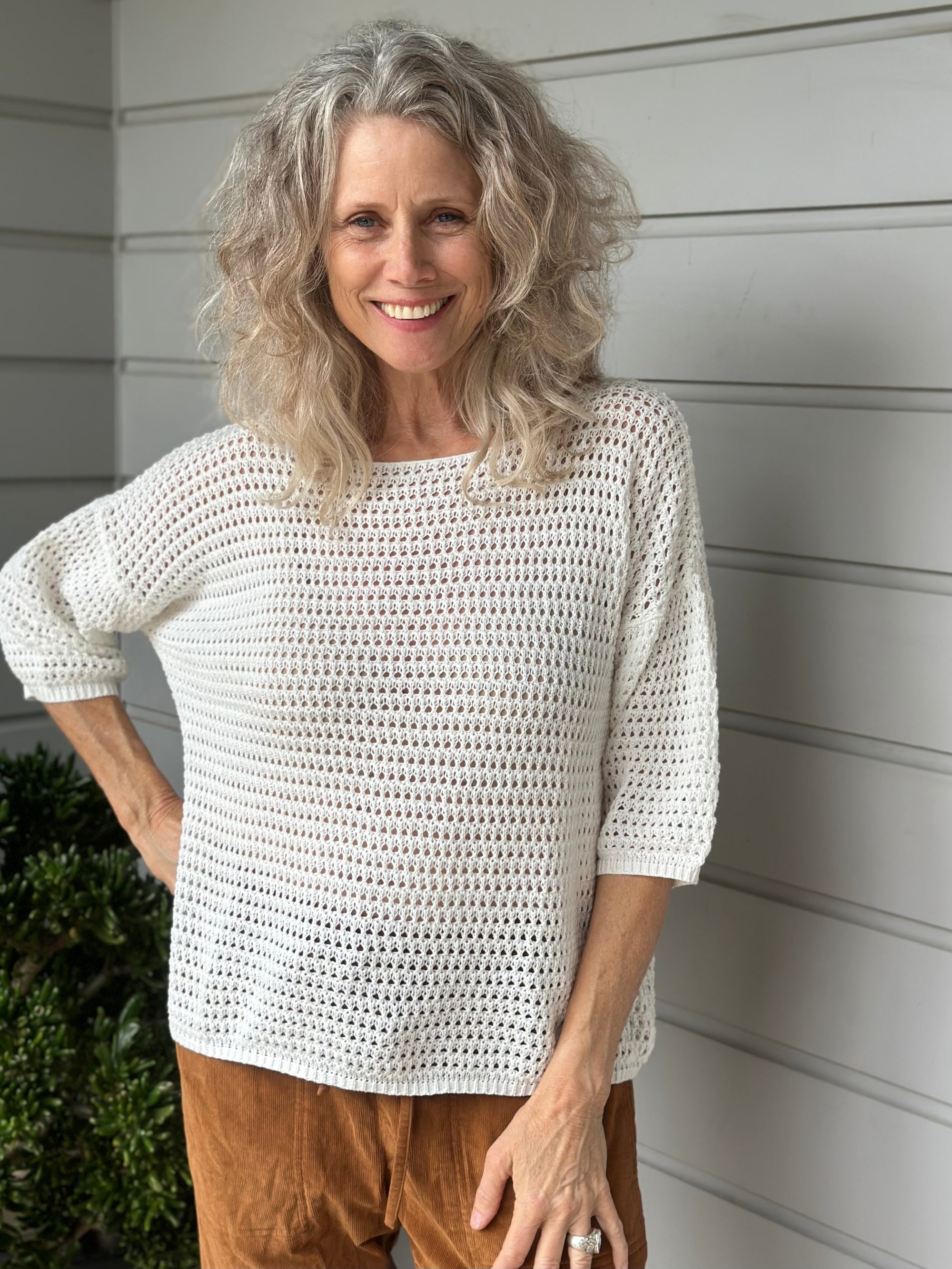 alex top - white cotton pointelle Apparel