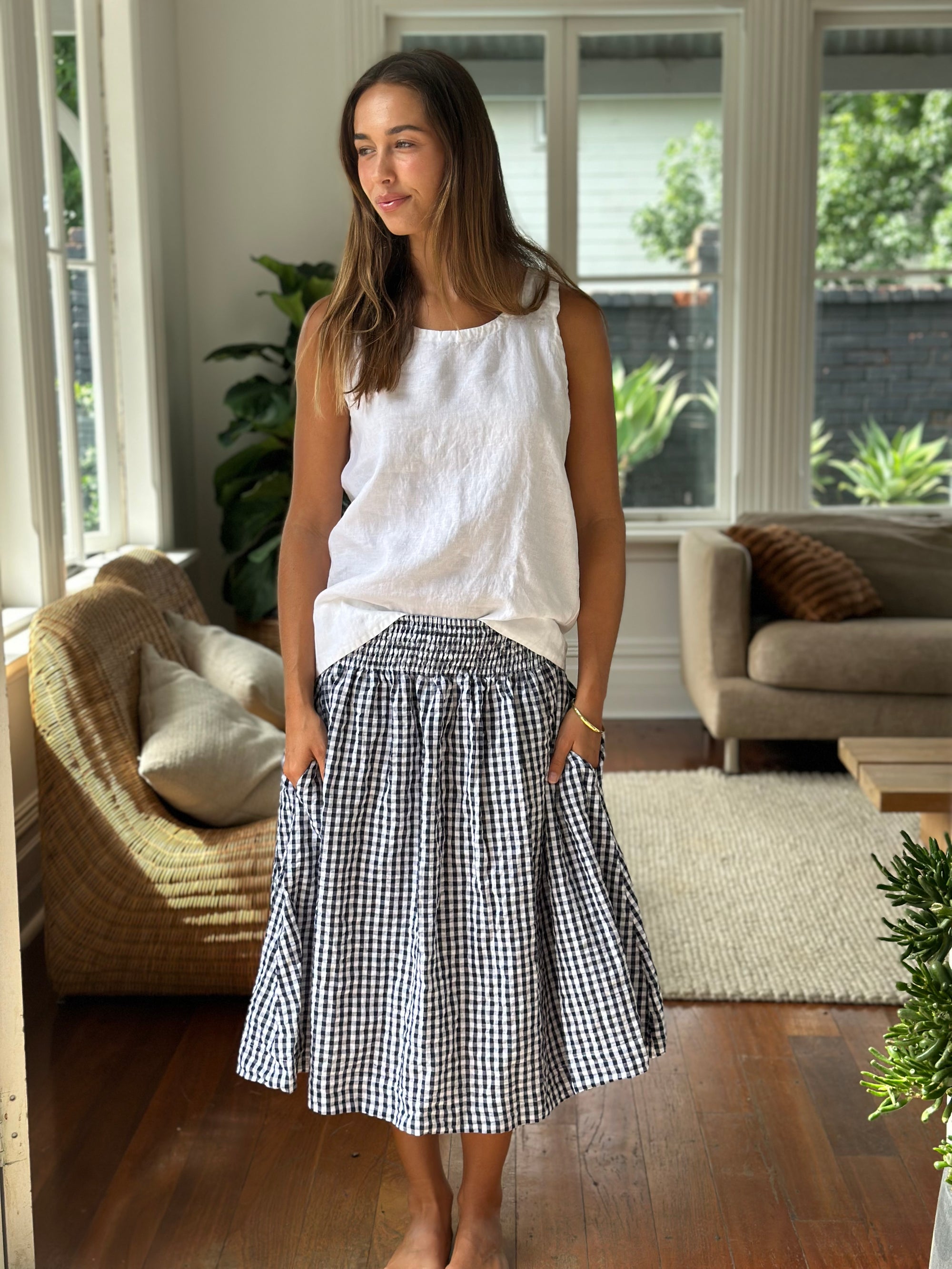 lola skirt-navy/white gingham Apparel