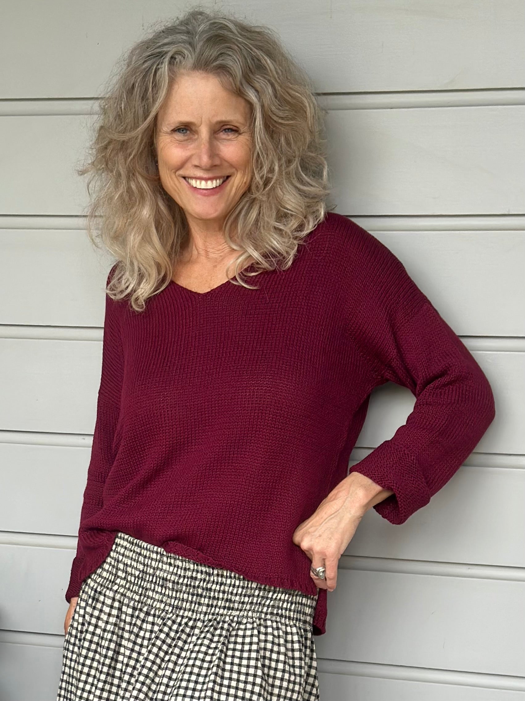 jamie knit - merlot cotton Apparel