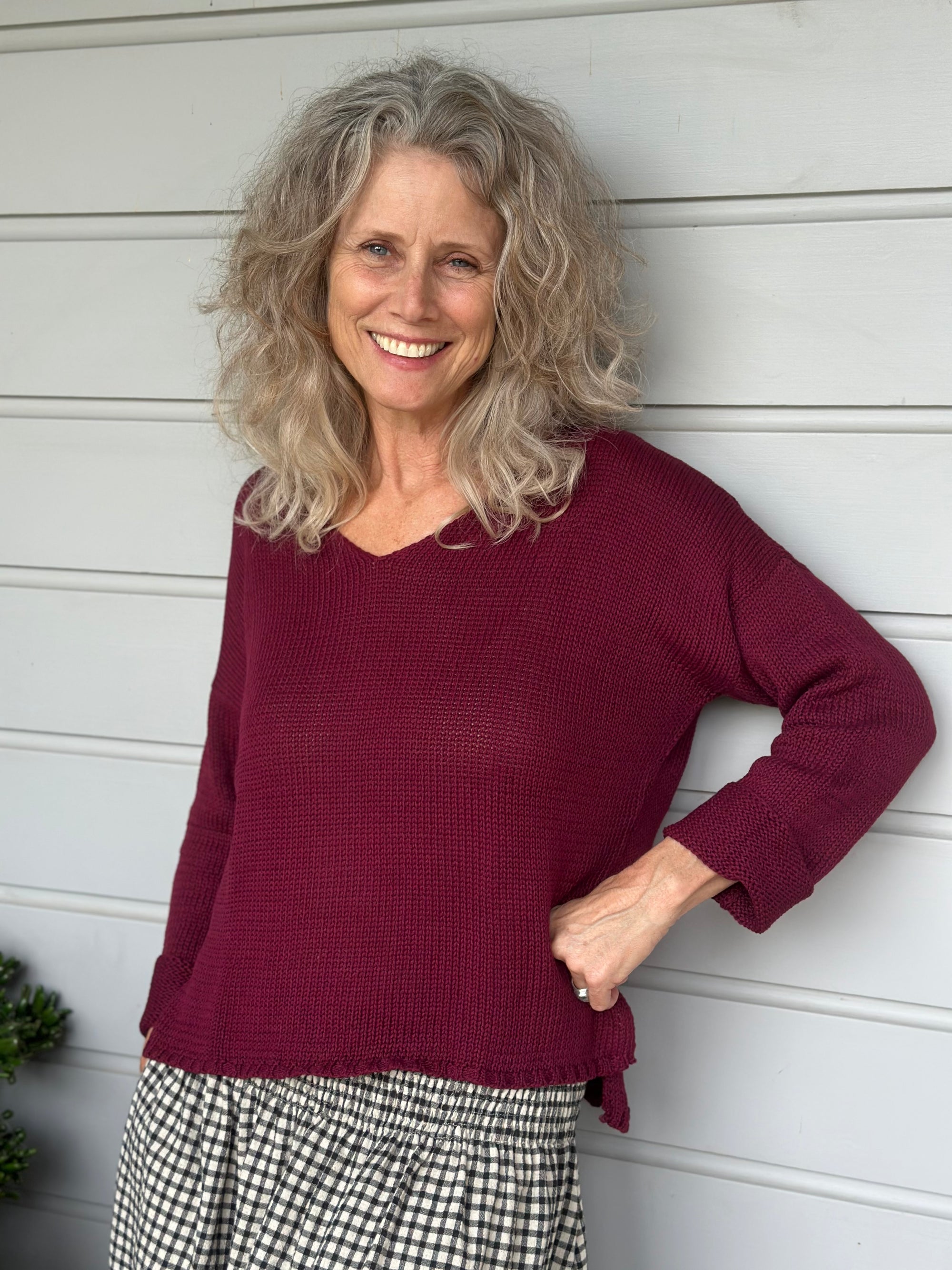 jamie knit - merlot cotton Apparel