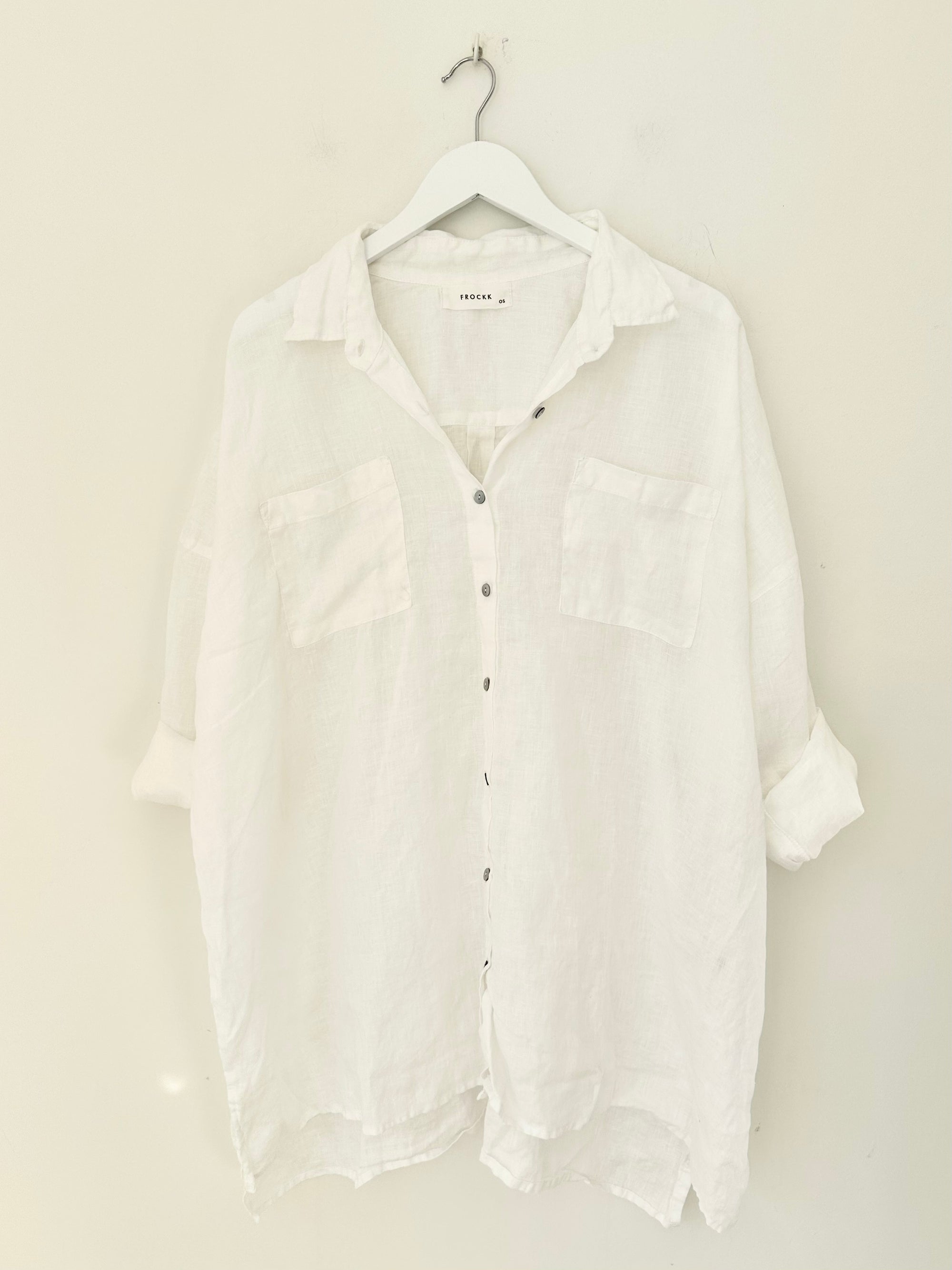 aiden oversized shirt -white linen Apparel