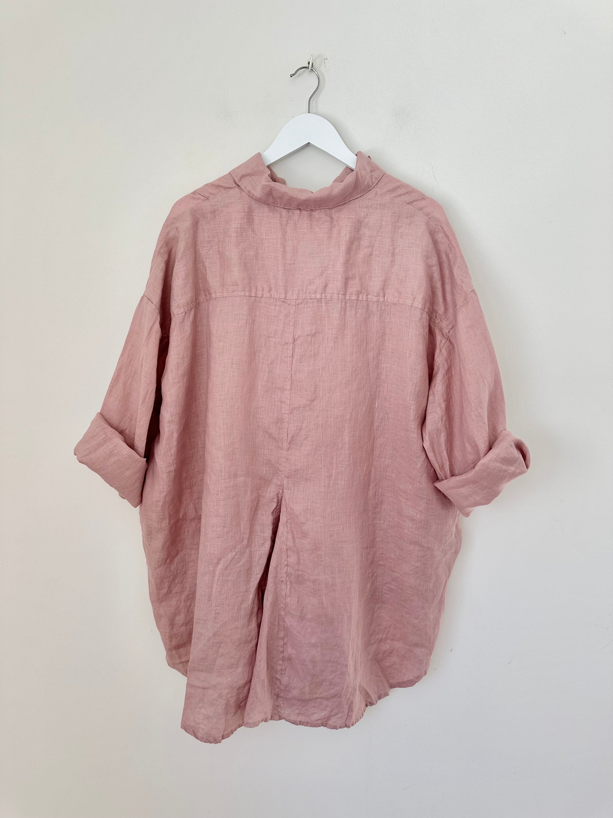 megan shirt - dusty rose linen Apparel