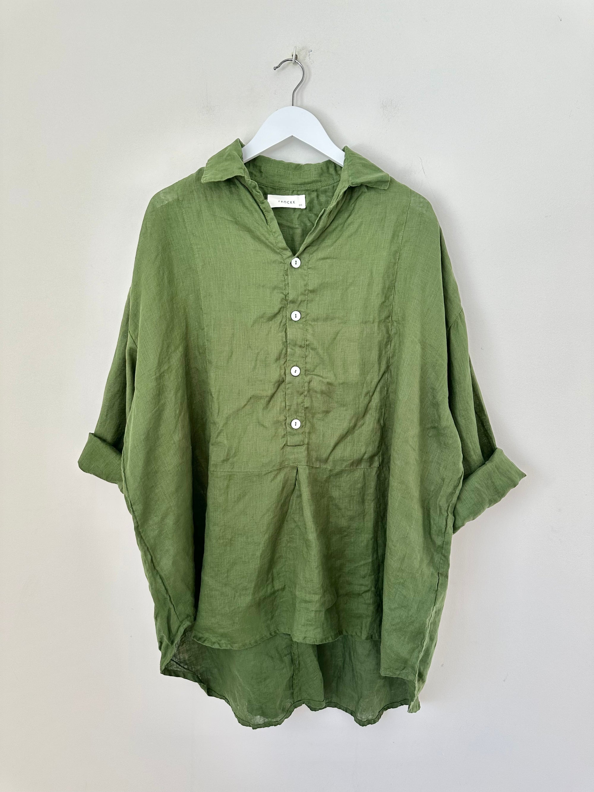 megan shirt - moss linen Apparel