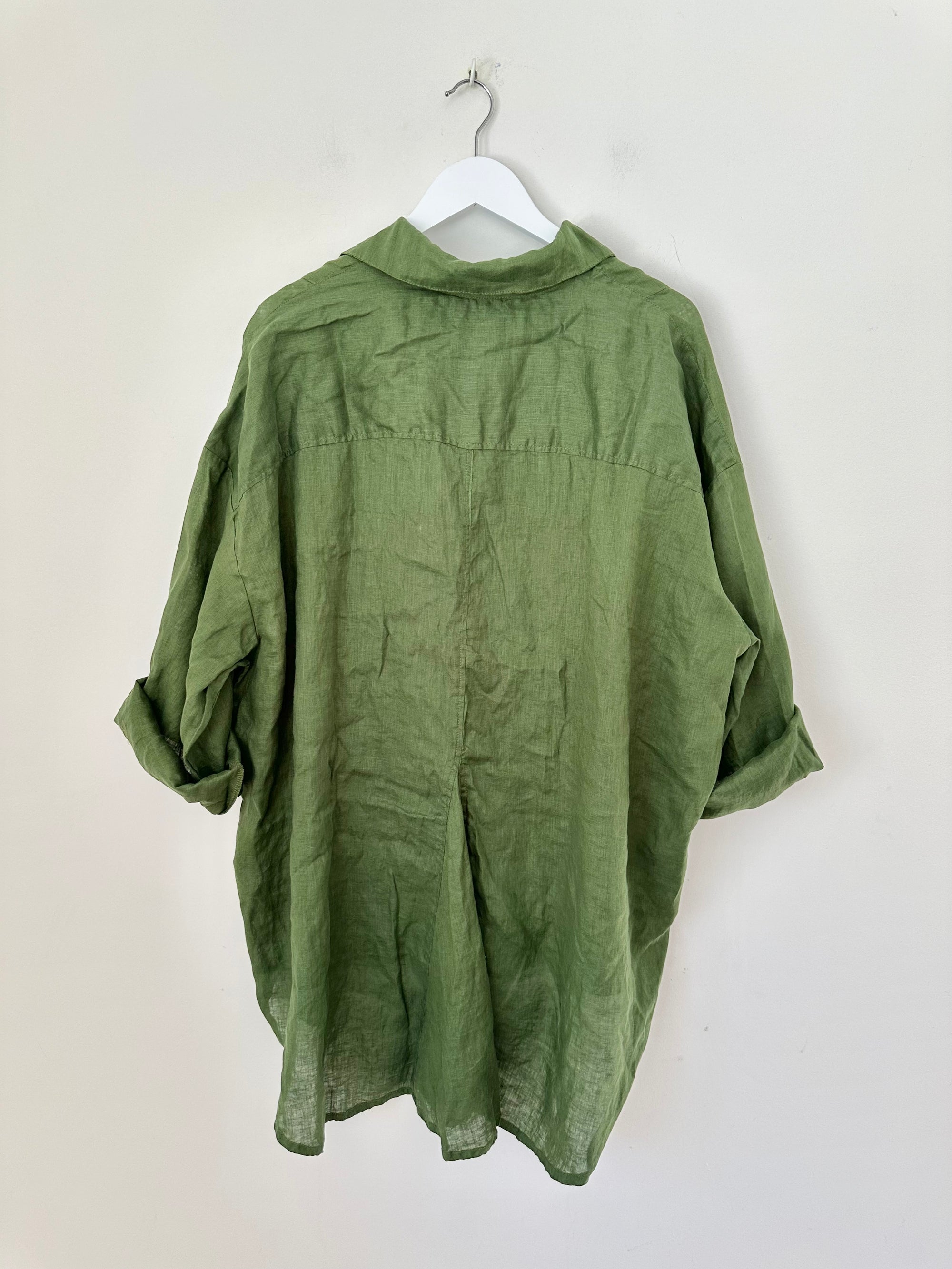 megan shirt - moss linen Apparel