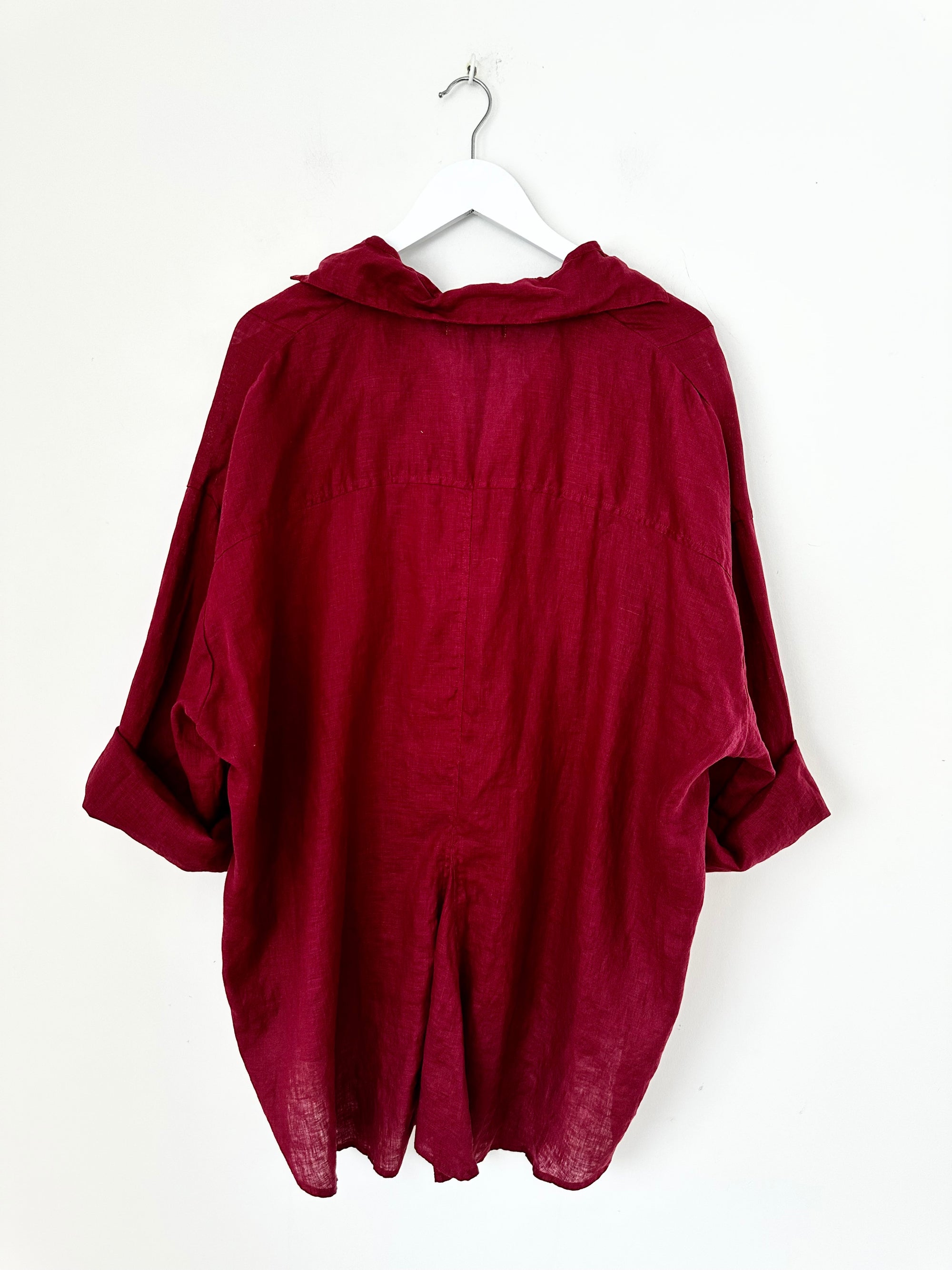 megan shirt - merlot linen Apparel