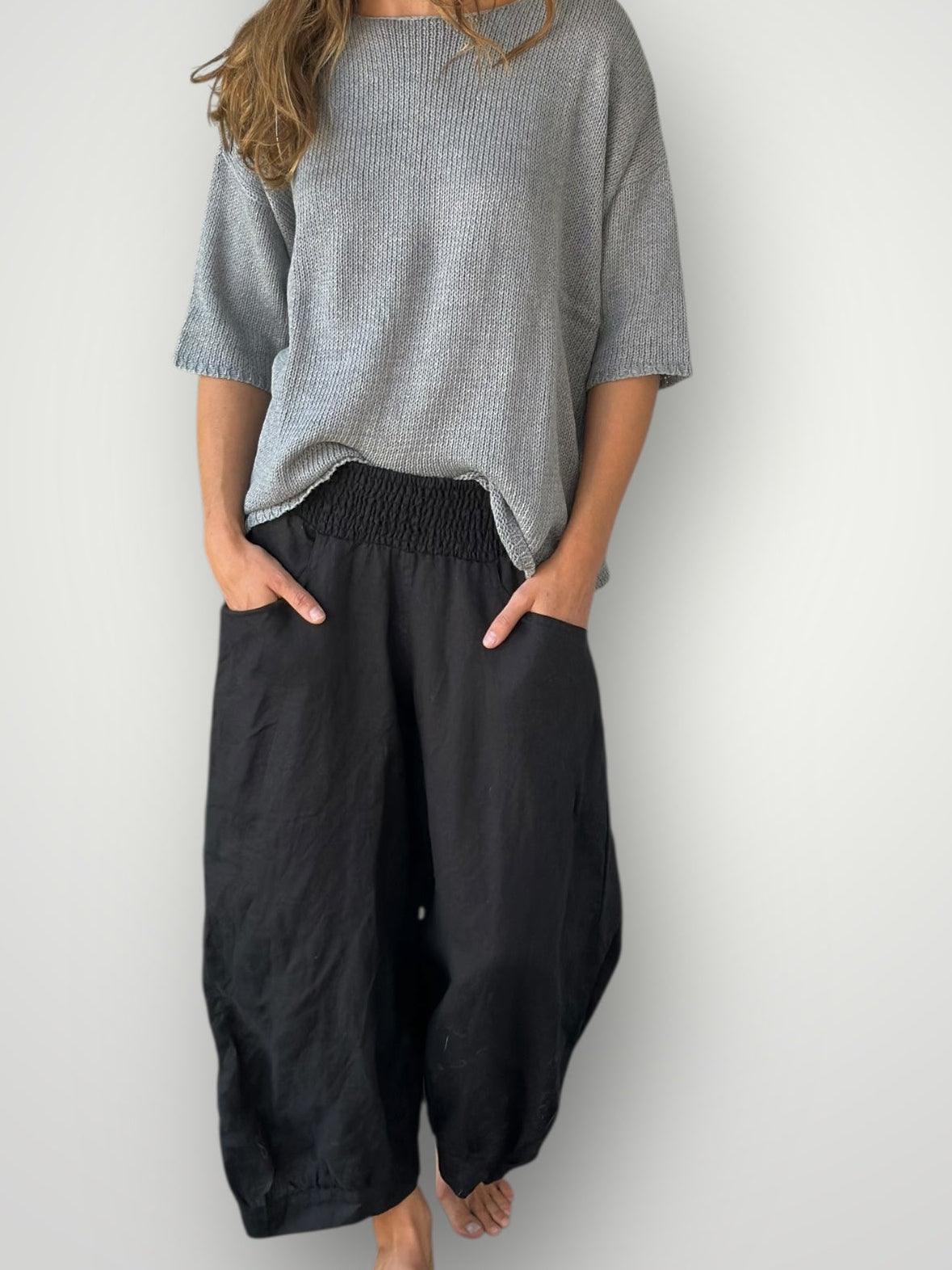 jackie pant - black linen Apparel