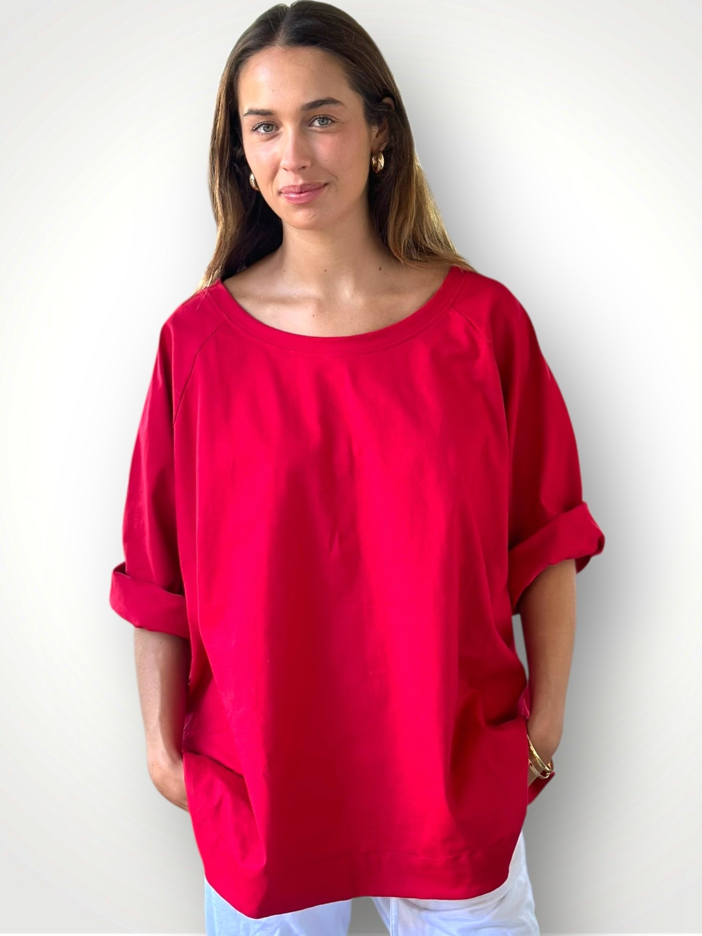 charlotte top-red jersey knit Apparel