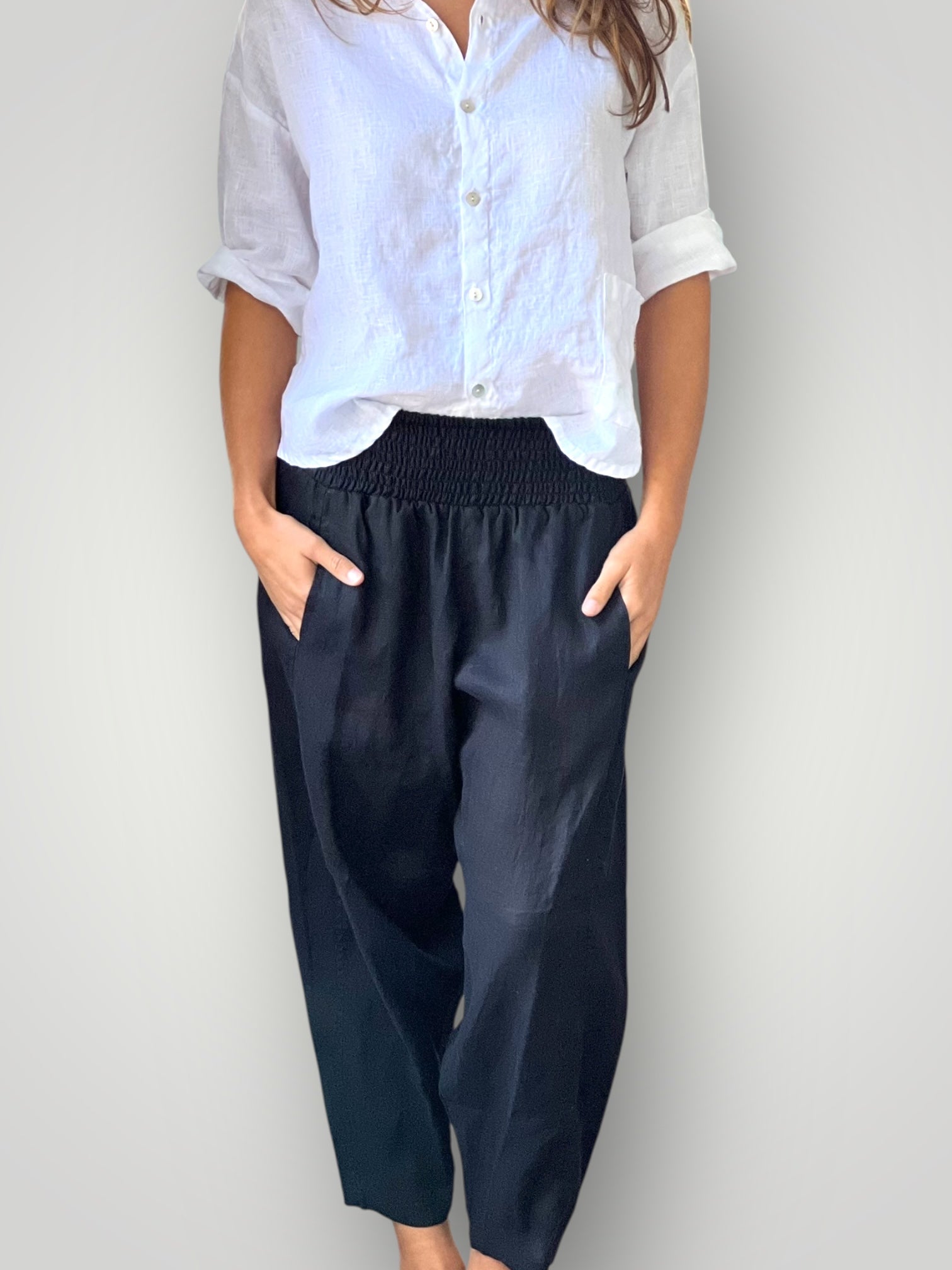 frankie pants - black linen Apparel
