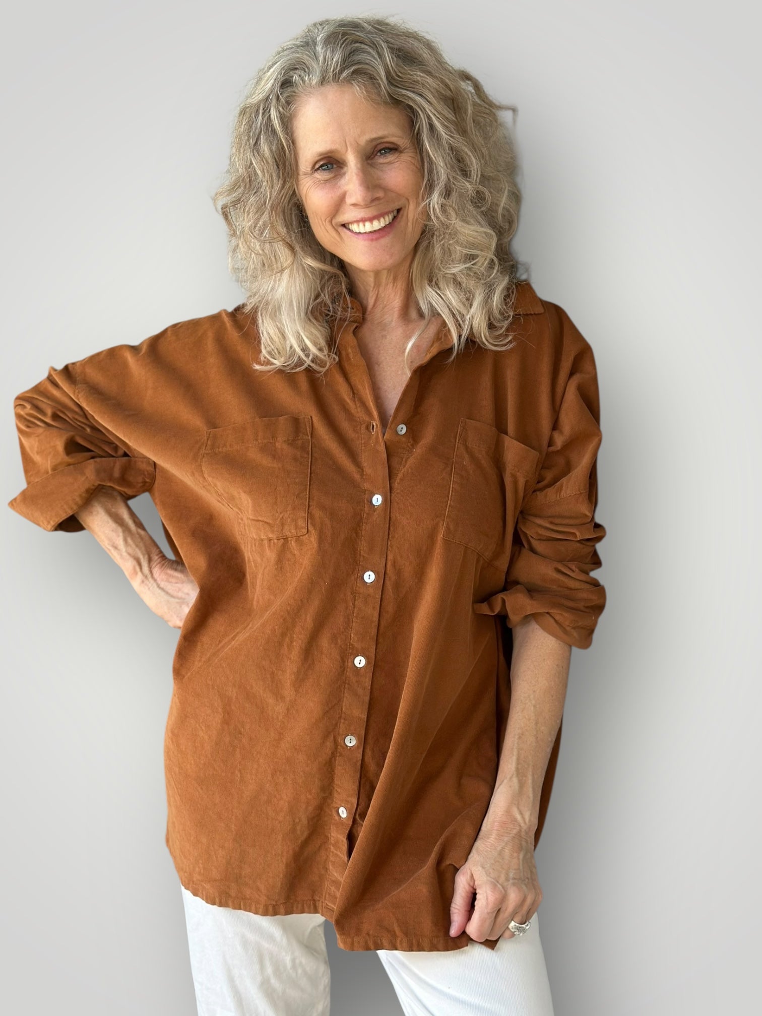 aiden oversized shirt - caramel cord Apparel