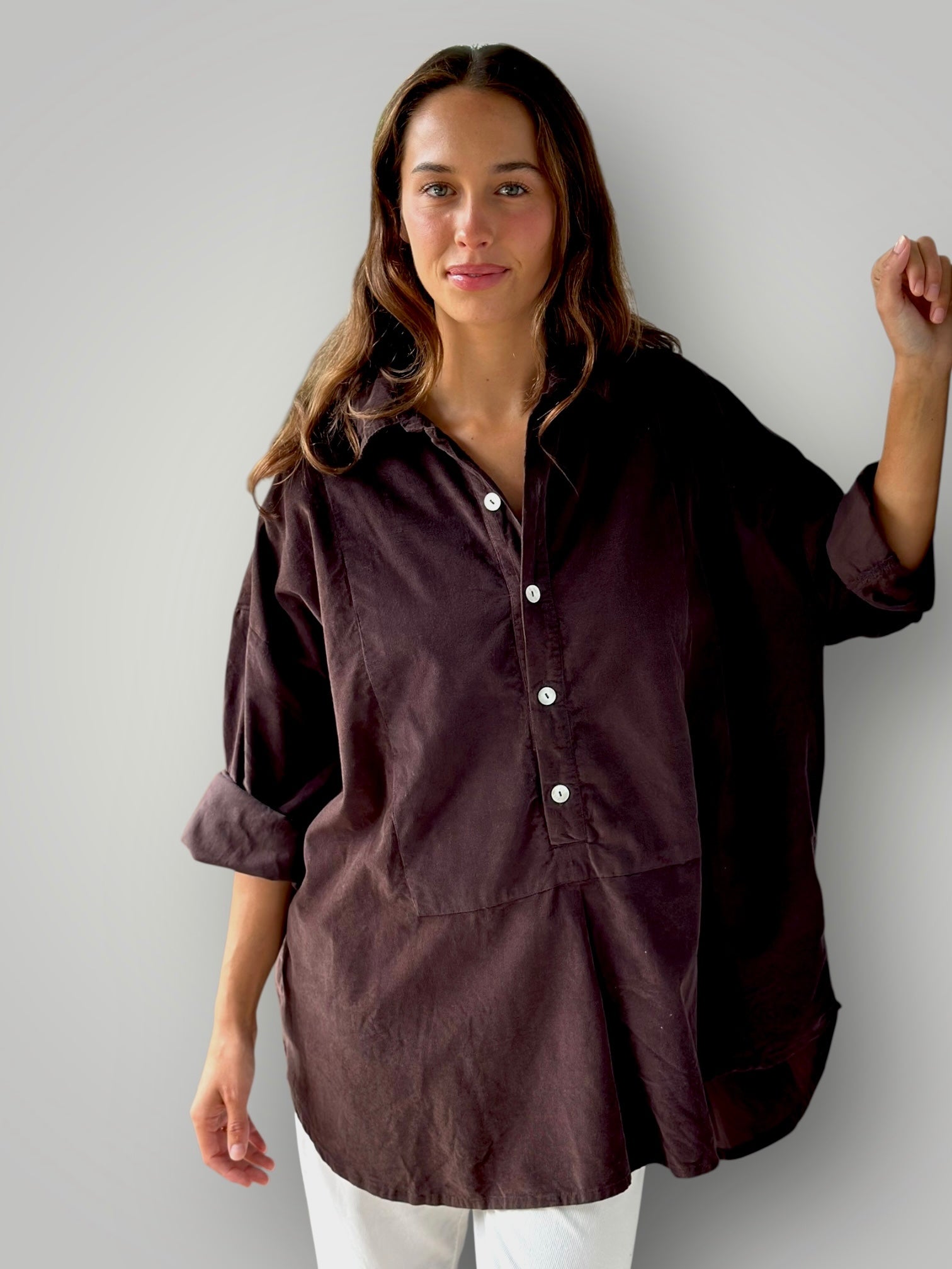 megan shirt - chocolate cord Apparel