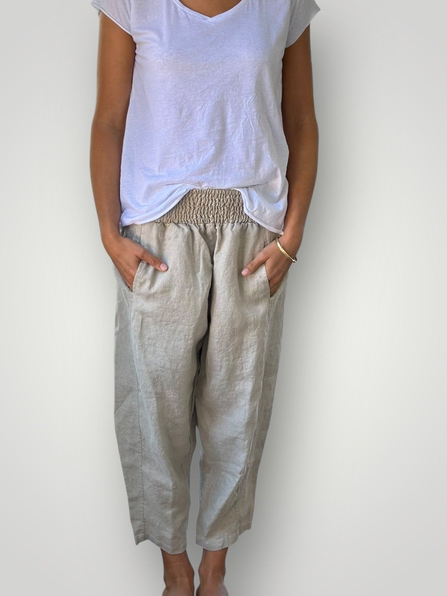 frankie pants - natural linen Apparel
