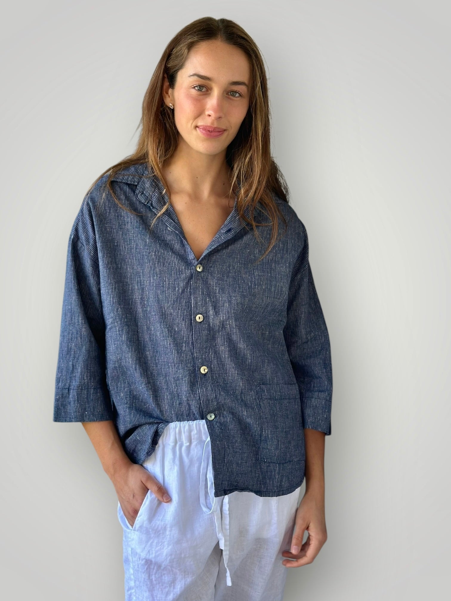 deanna shirt - fine navy stripe Apparel