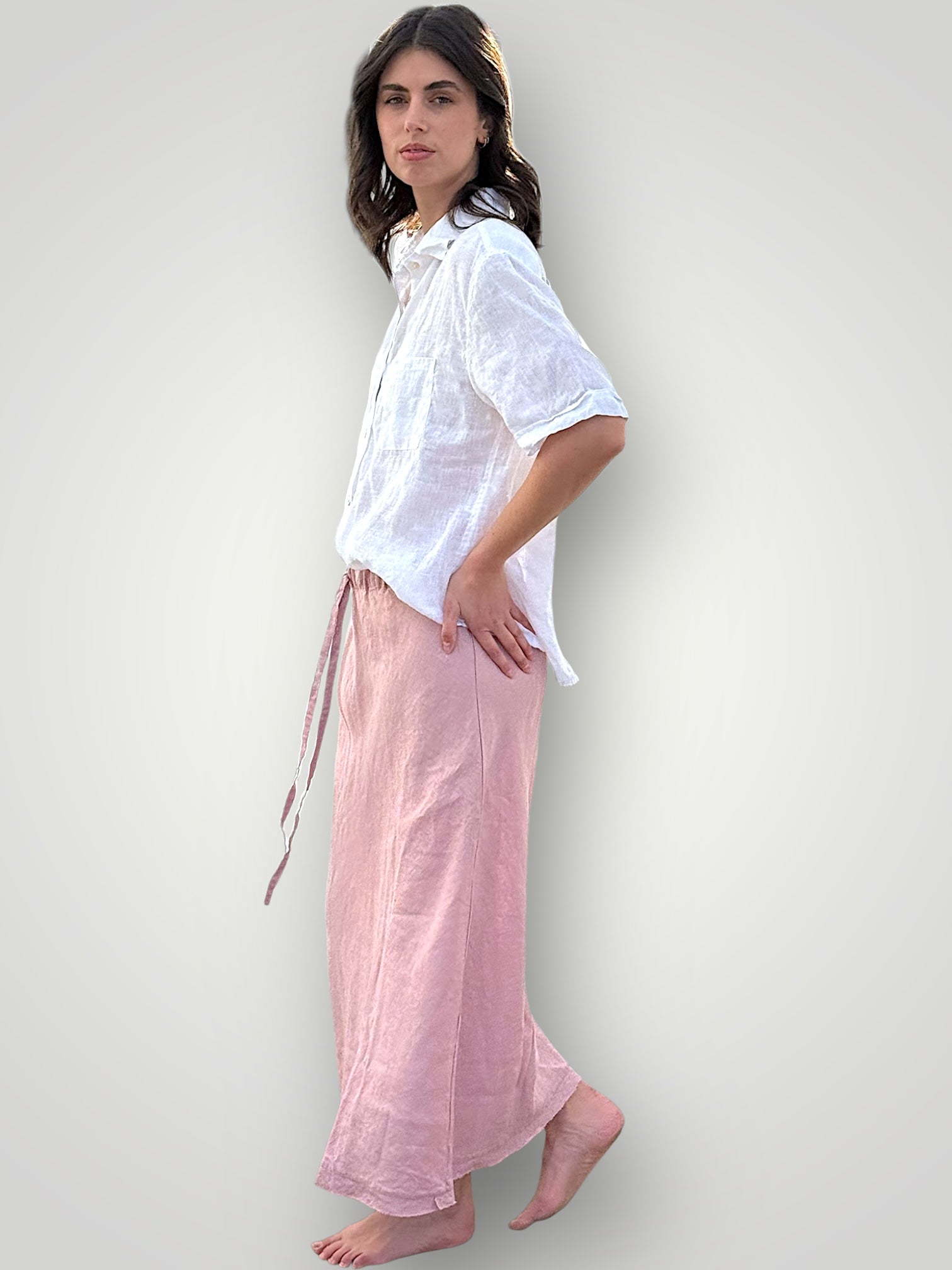 anthea skirt - dusty rose linen Apparel