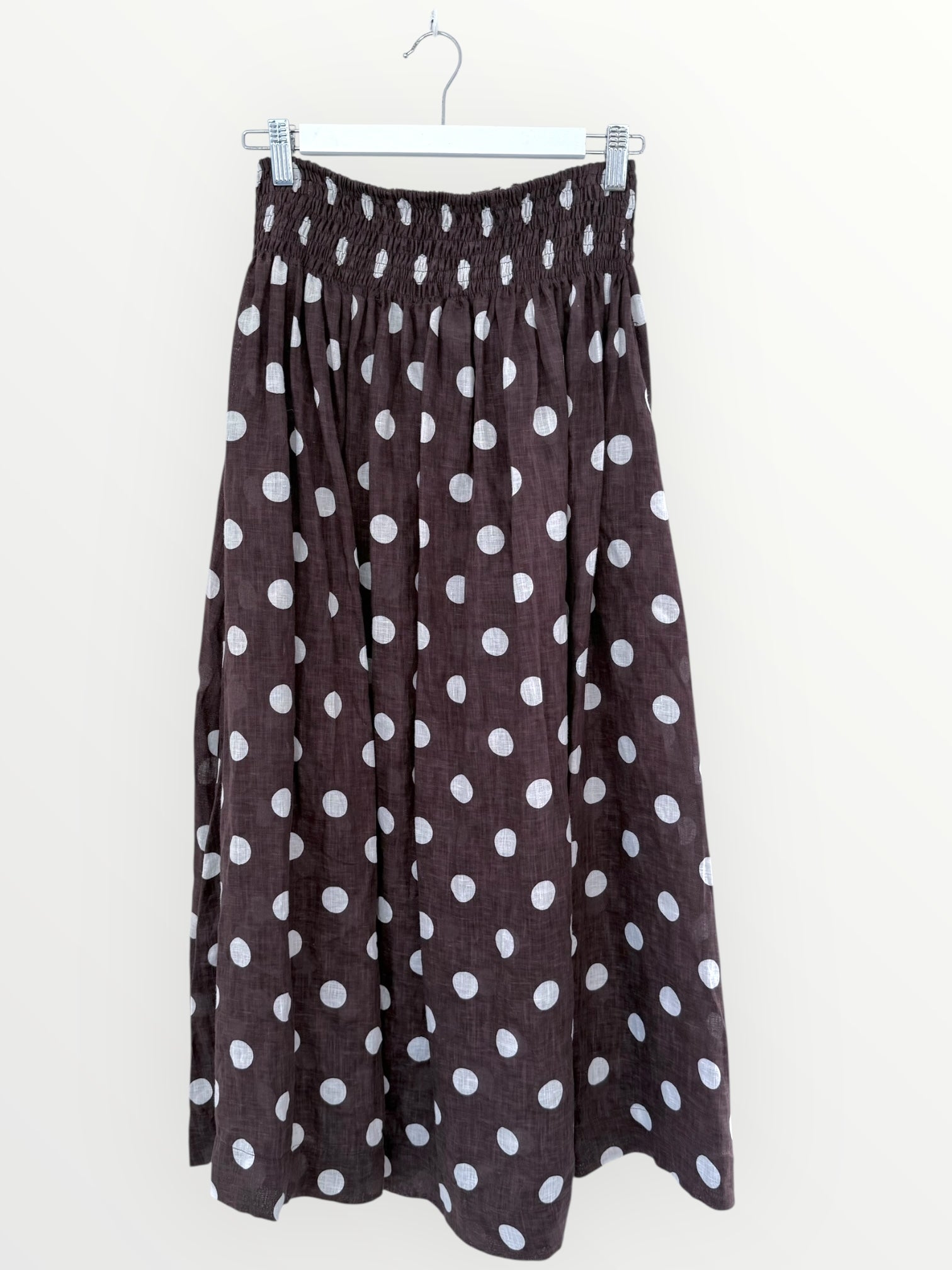 lulu skirt-chocolate spot linen