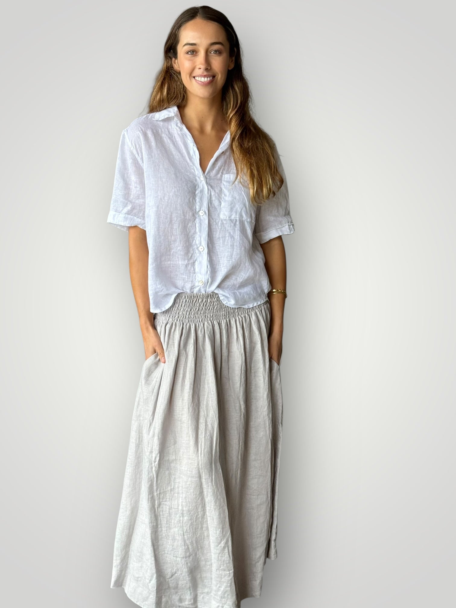 lulu skirt - pewter linen Apparel