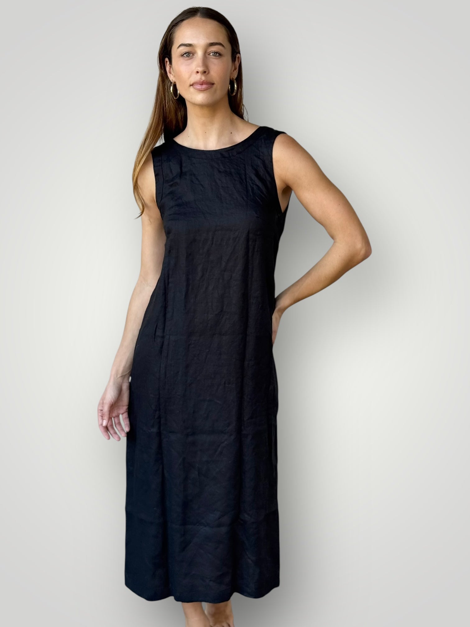 alisa dress - black linen dress