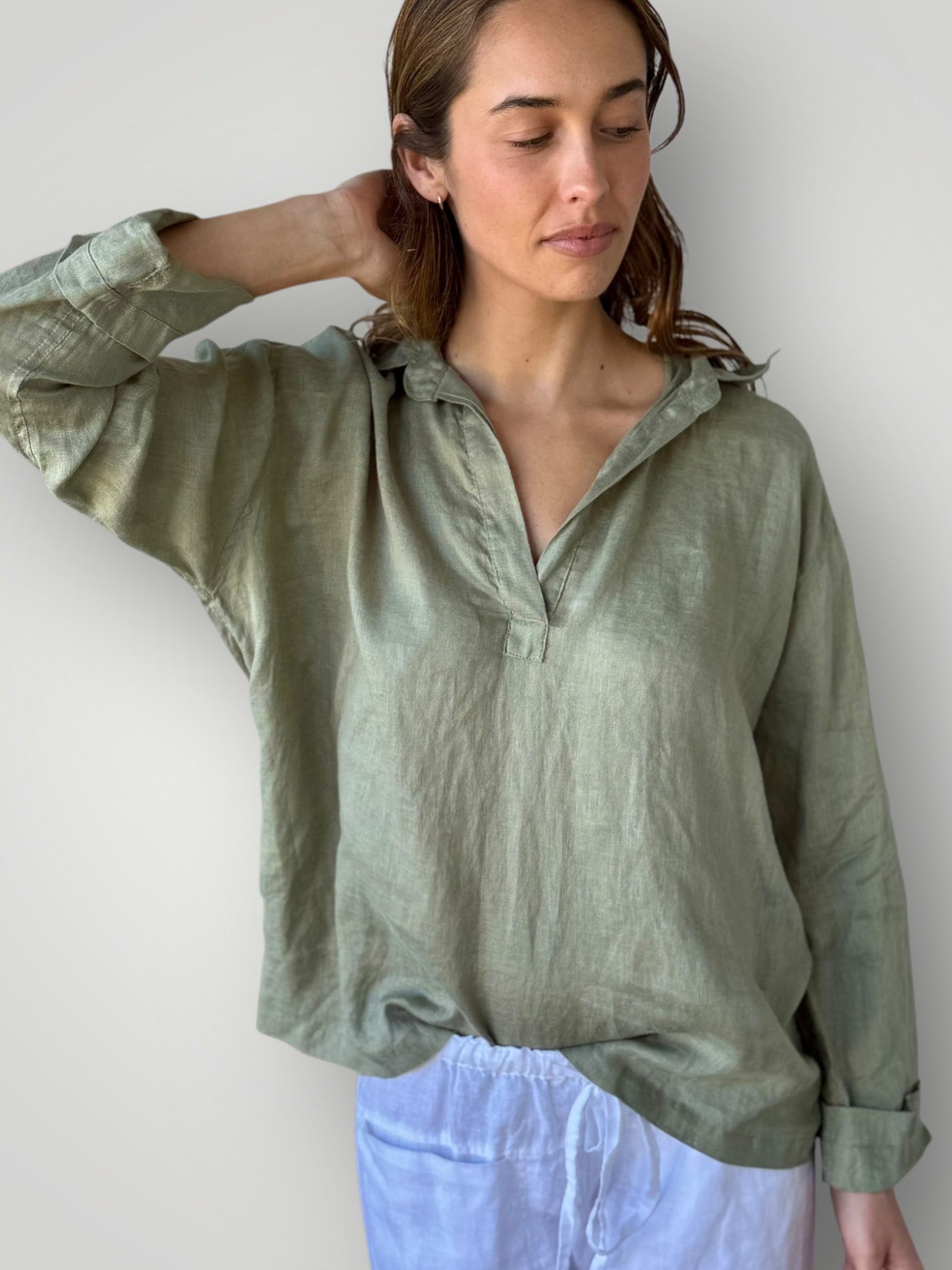 sybil top - sage linen Apparel
