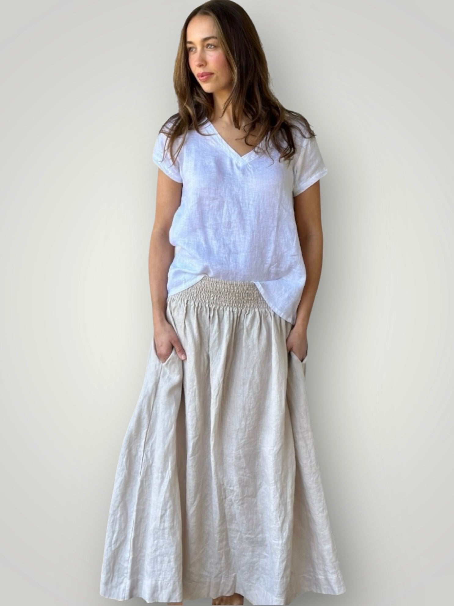 lulu skirt-natural linen Apparel