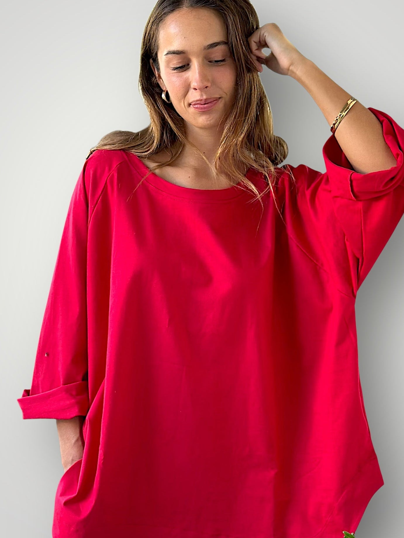 charlotte top-red jersey knit Apparel