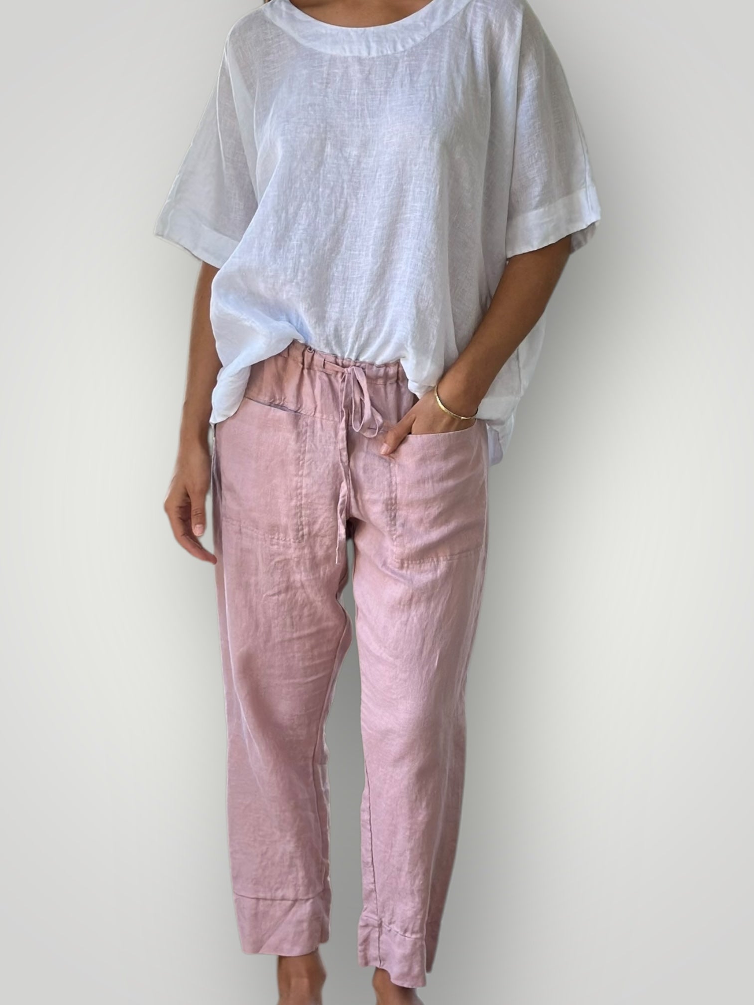 darcy pants - dusty rose linen Apparel