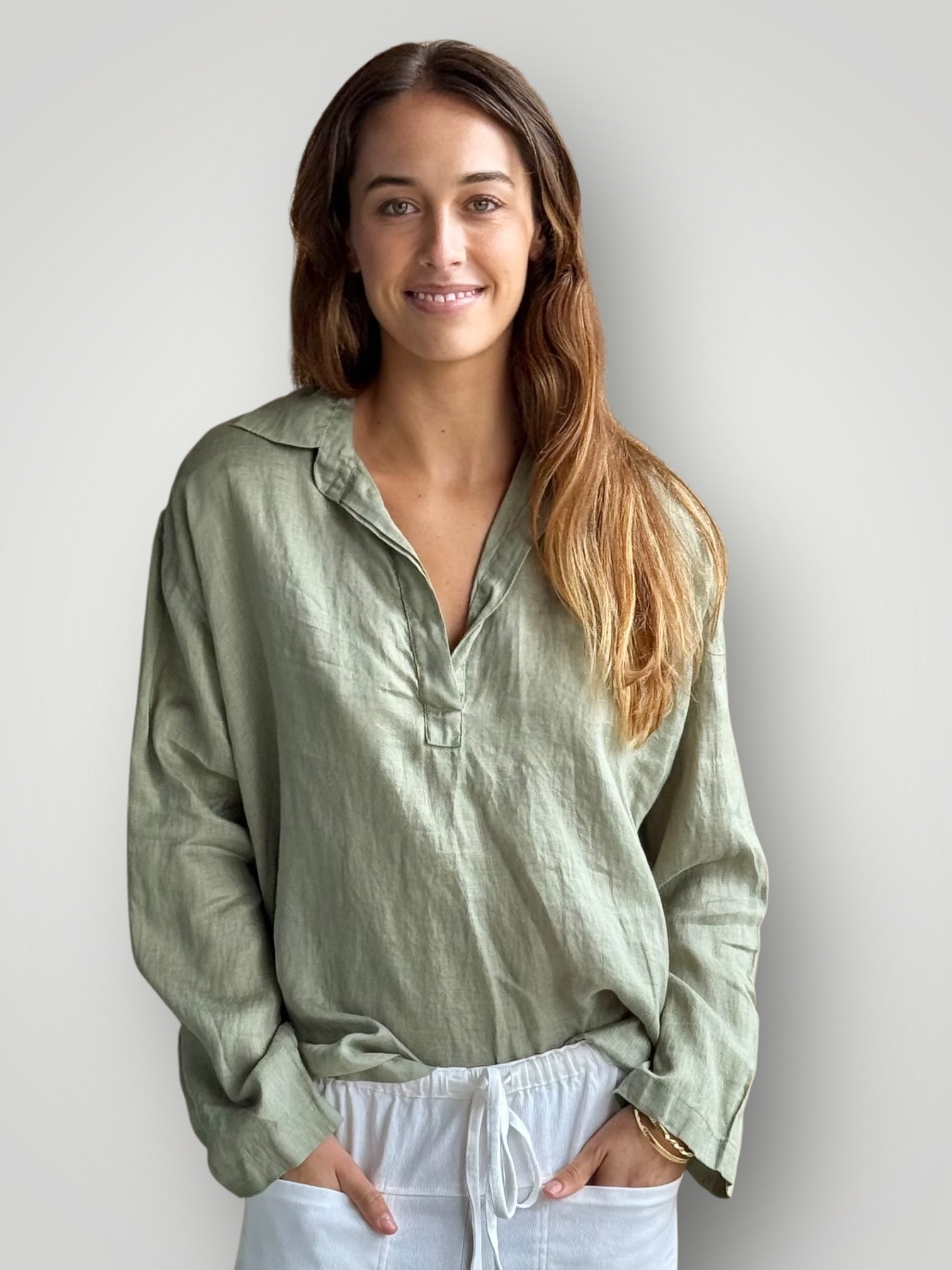 sybil top - sage linen Apparel