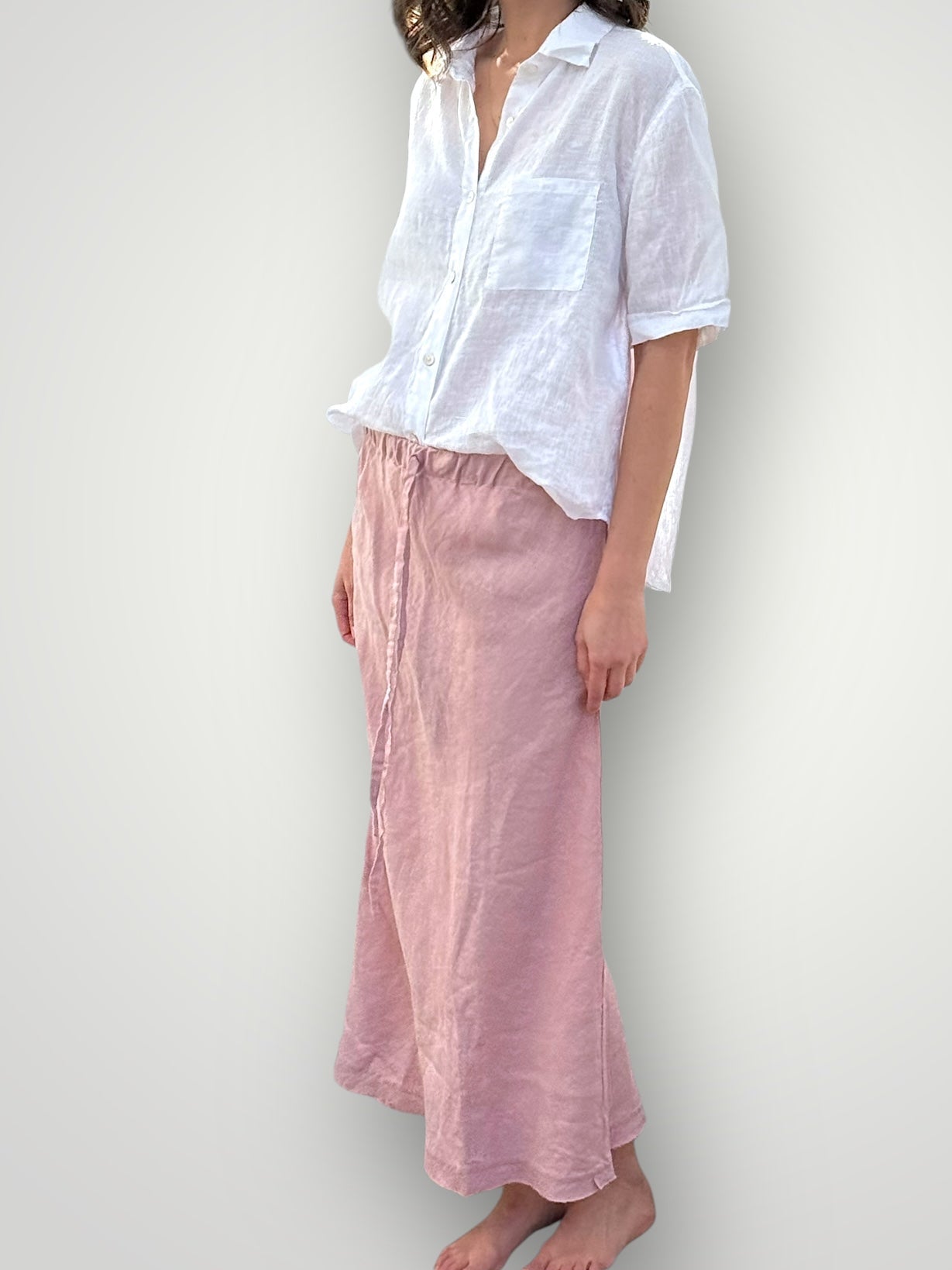 anthea skirt - dusty rose linen Apparel