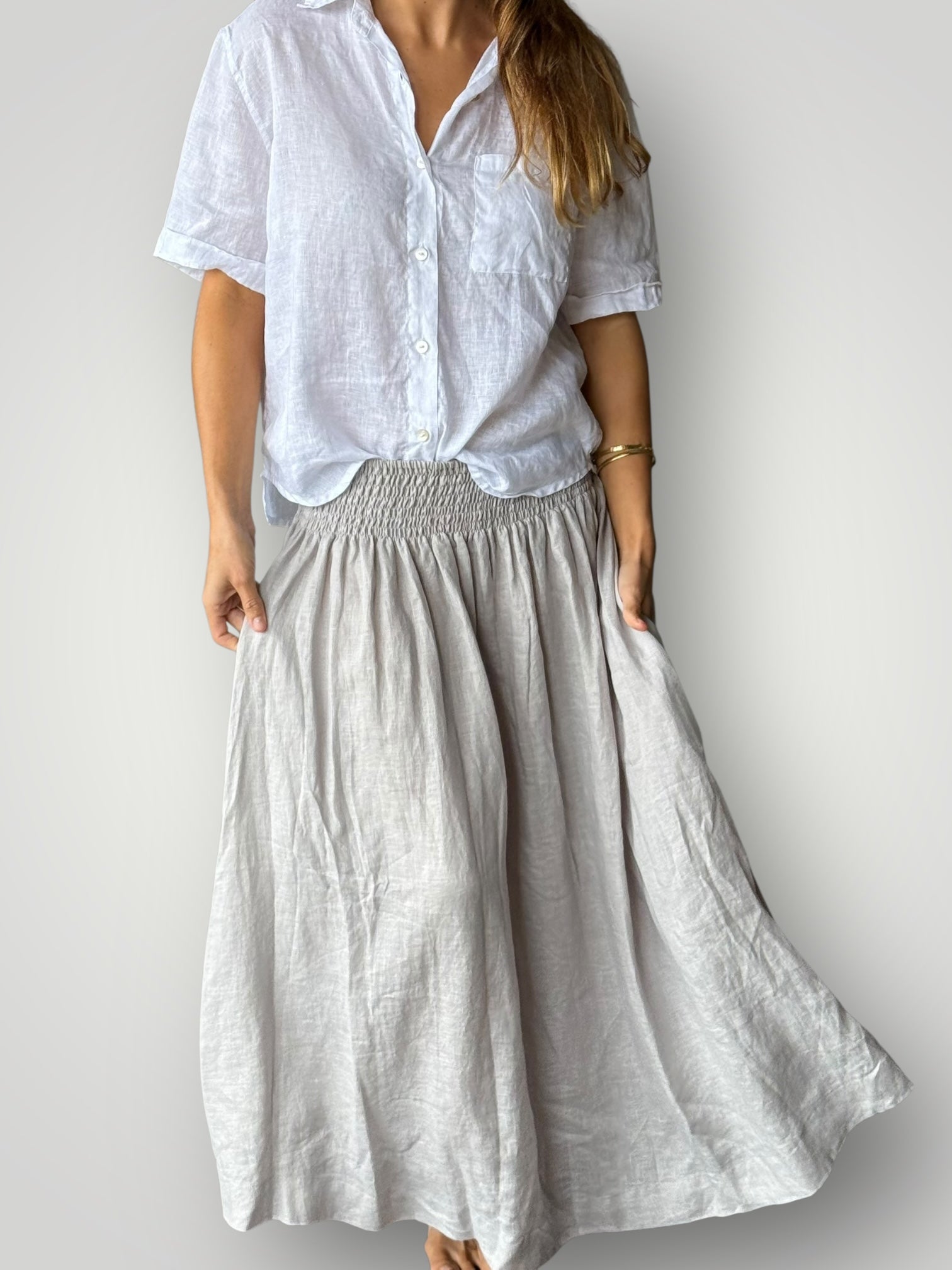 lulu skirt - pewter linen Apparel