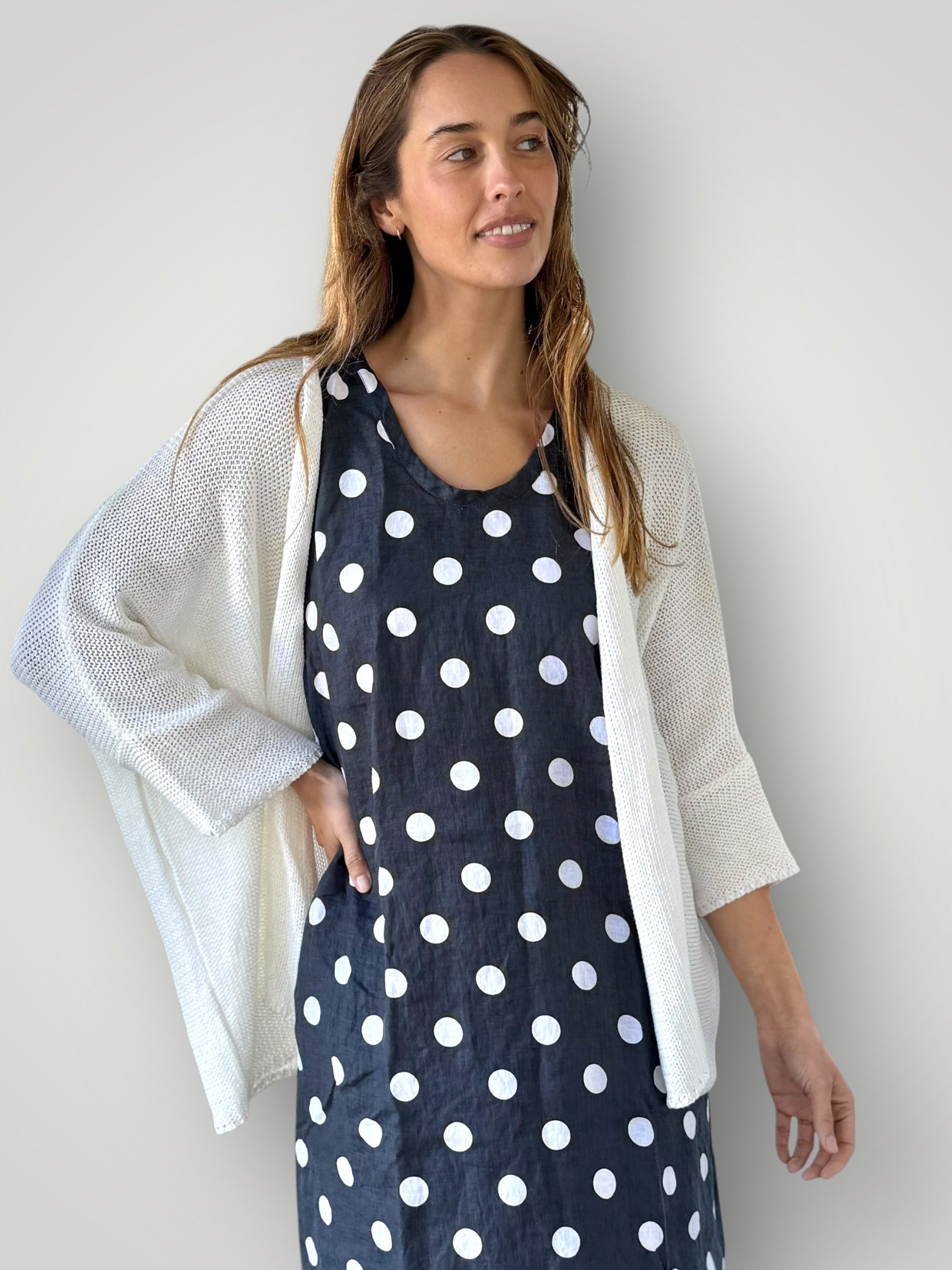 Cotton kimono knit-warm white