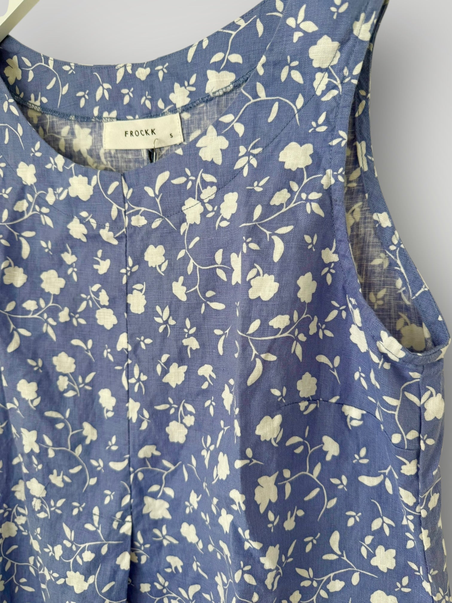 becky dress - cornflower floral linen Apparel