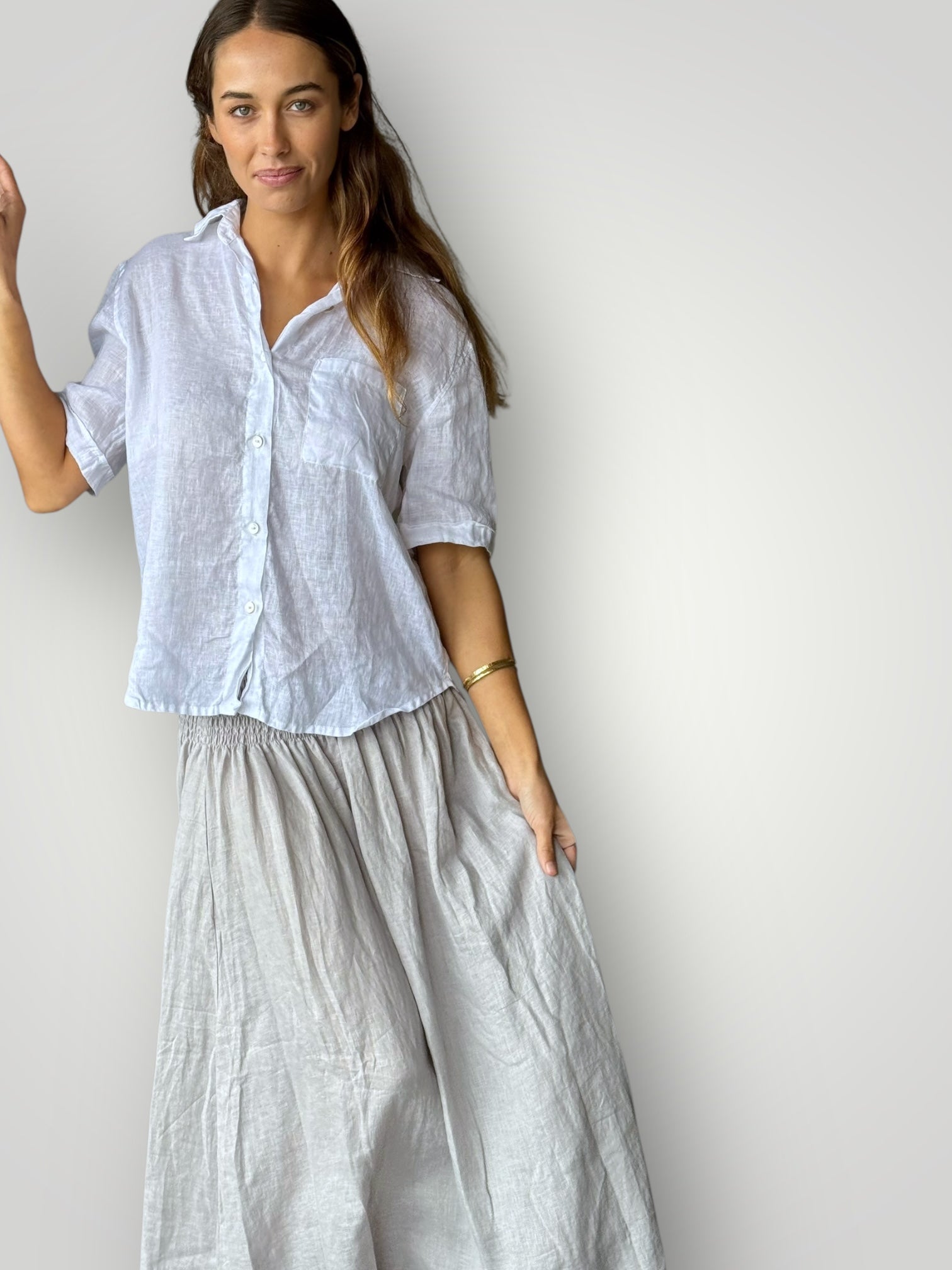 lulu skirt - pewter linen Apparel