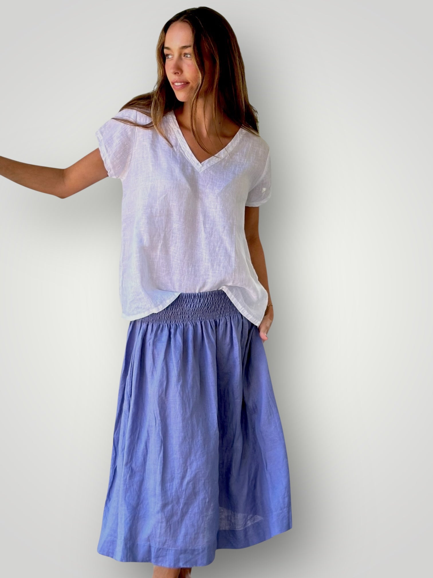lola skirt-cornflower linen