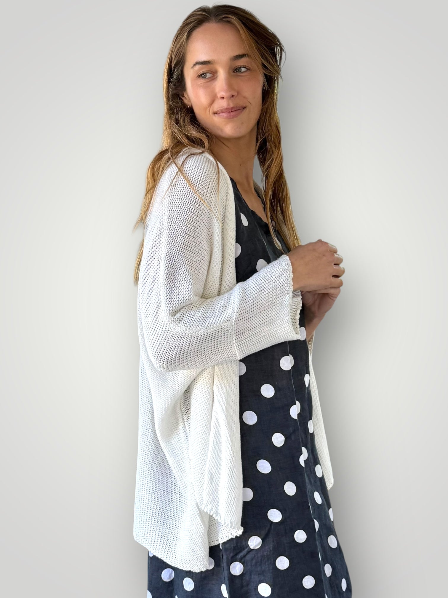 Cotton kimono knit-warm white