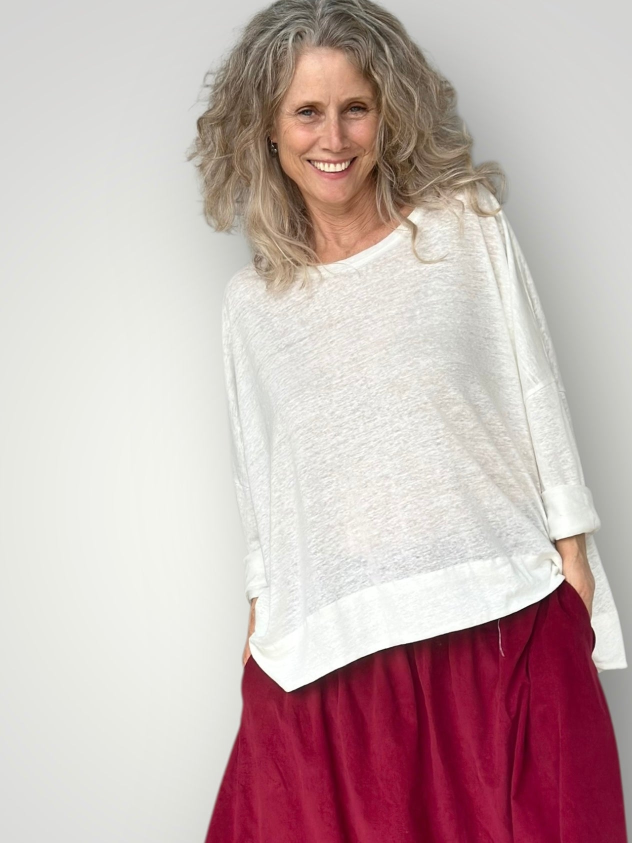 nina top - ivory linen knit General