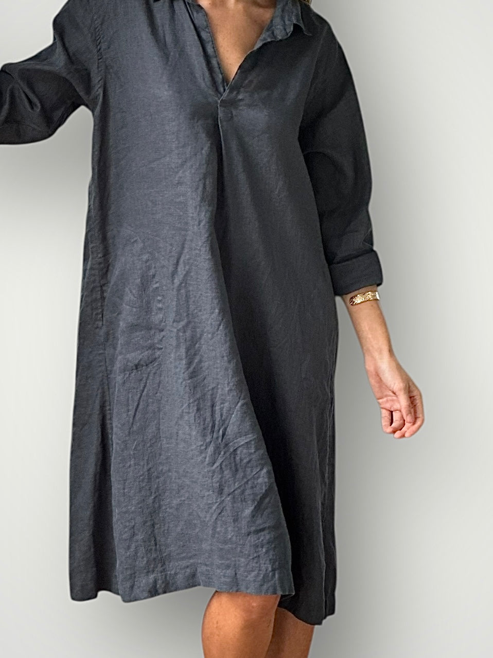 bianca dress -charcoal linen Apparel