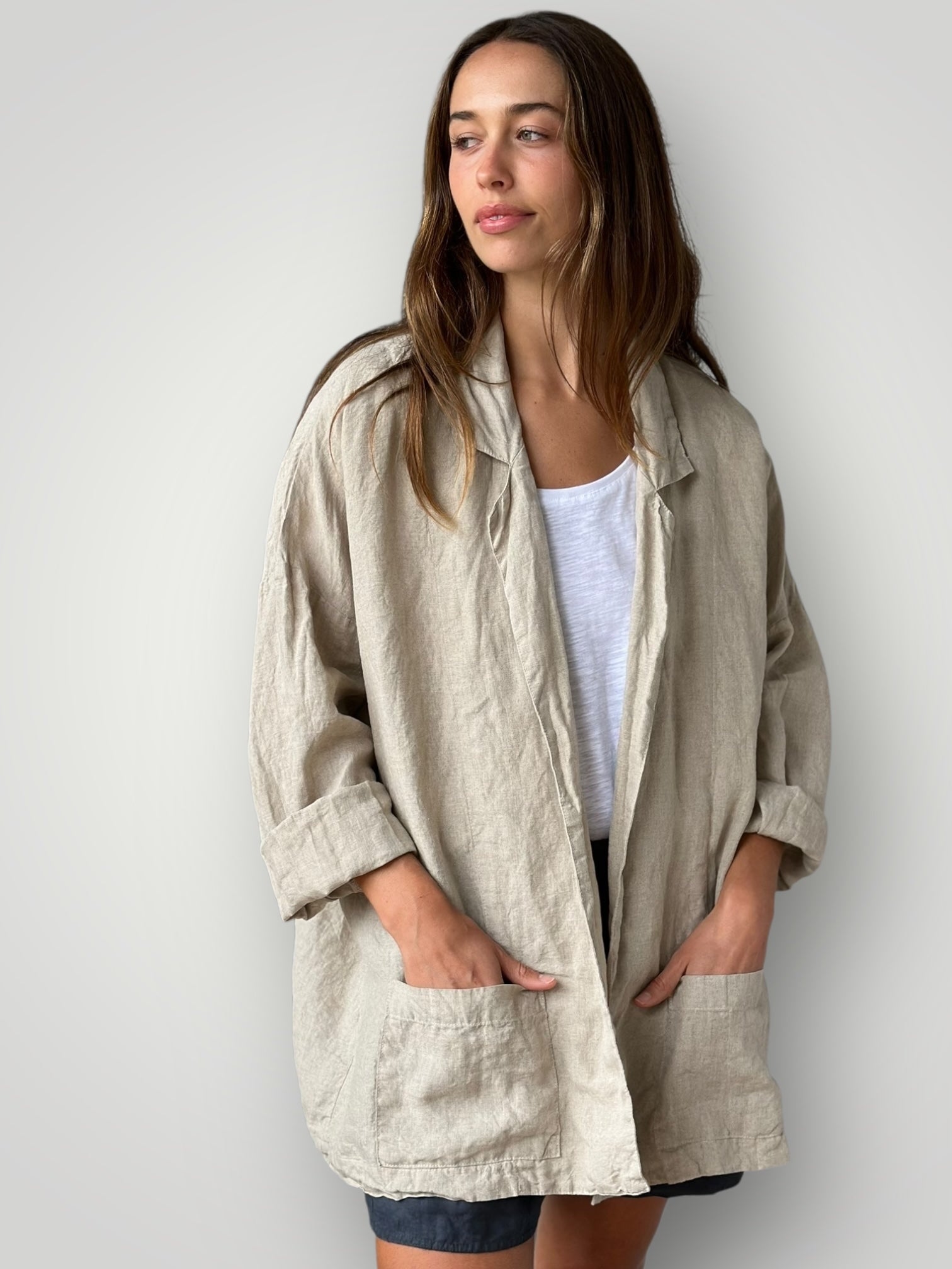 albert blazer -natural linen Shirts