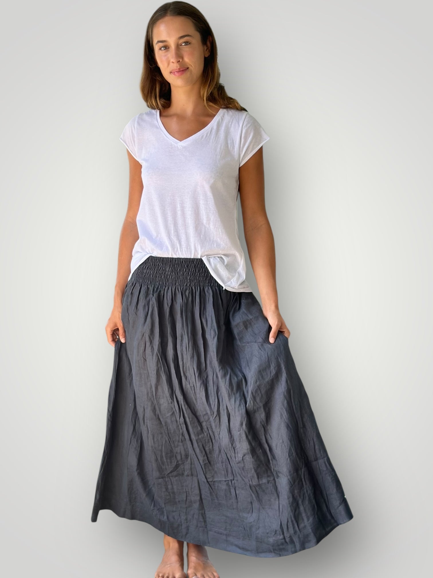 lulu skirt - charcoal linen Apparel